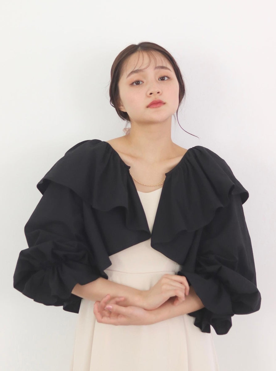 楽天 sleeve volume muguet frill IVORY bolero シャツ/ブラウス(七分