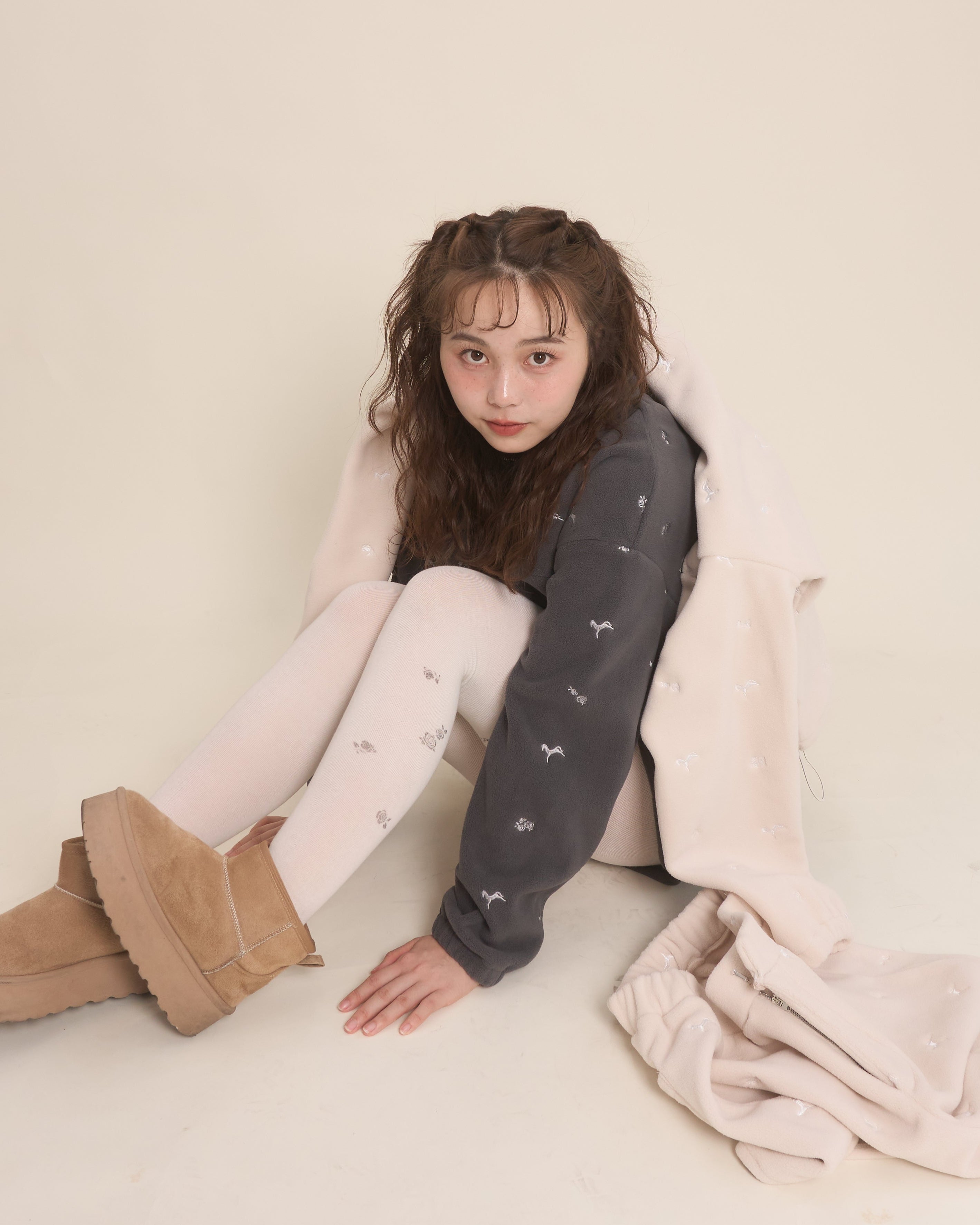 muguet embroidered boa blouson ミュゲ embroidered boa blouson