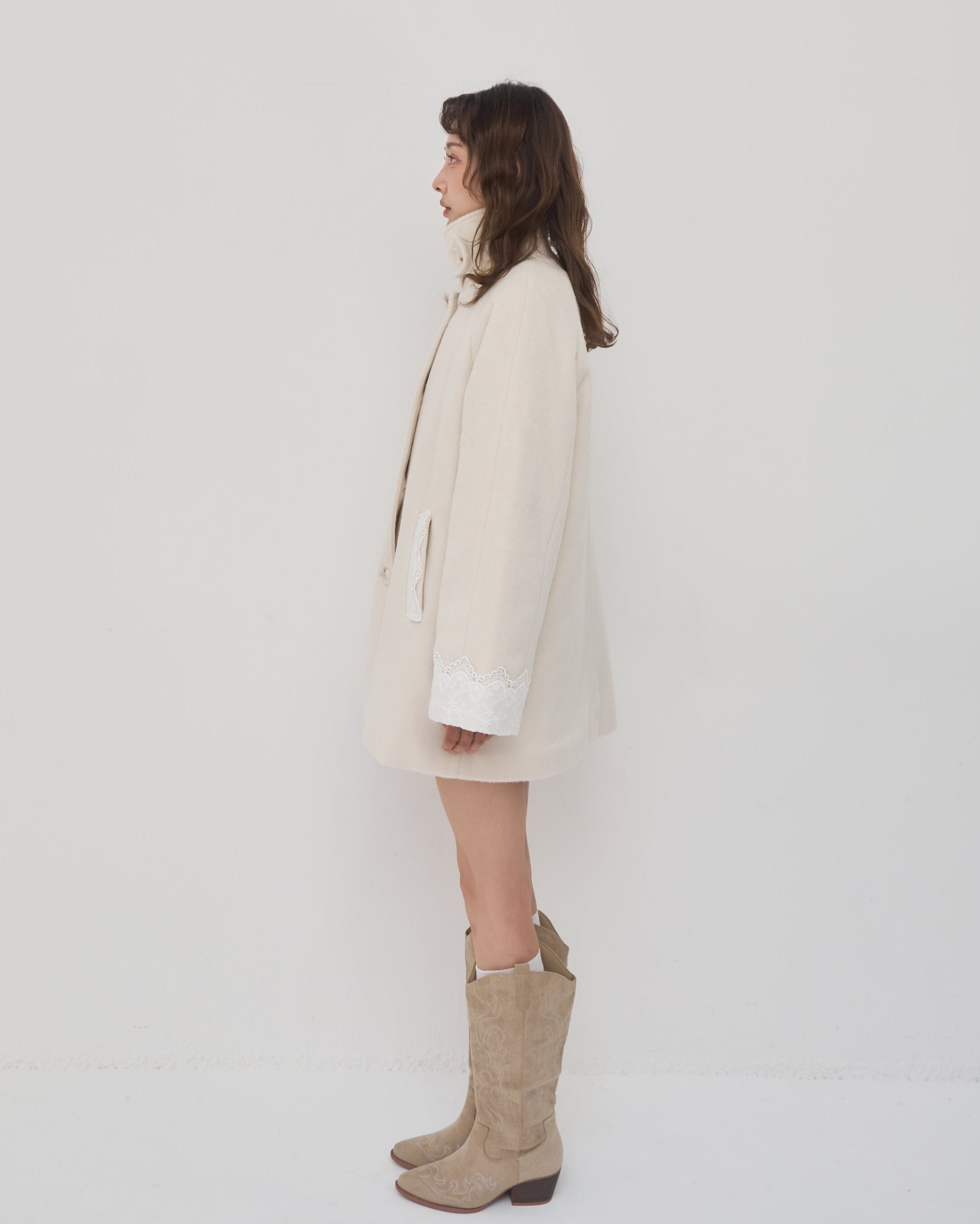 romantic milky midi coat