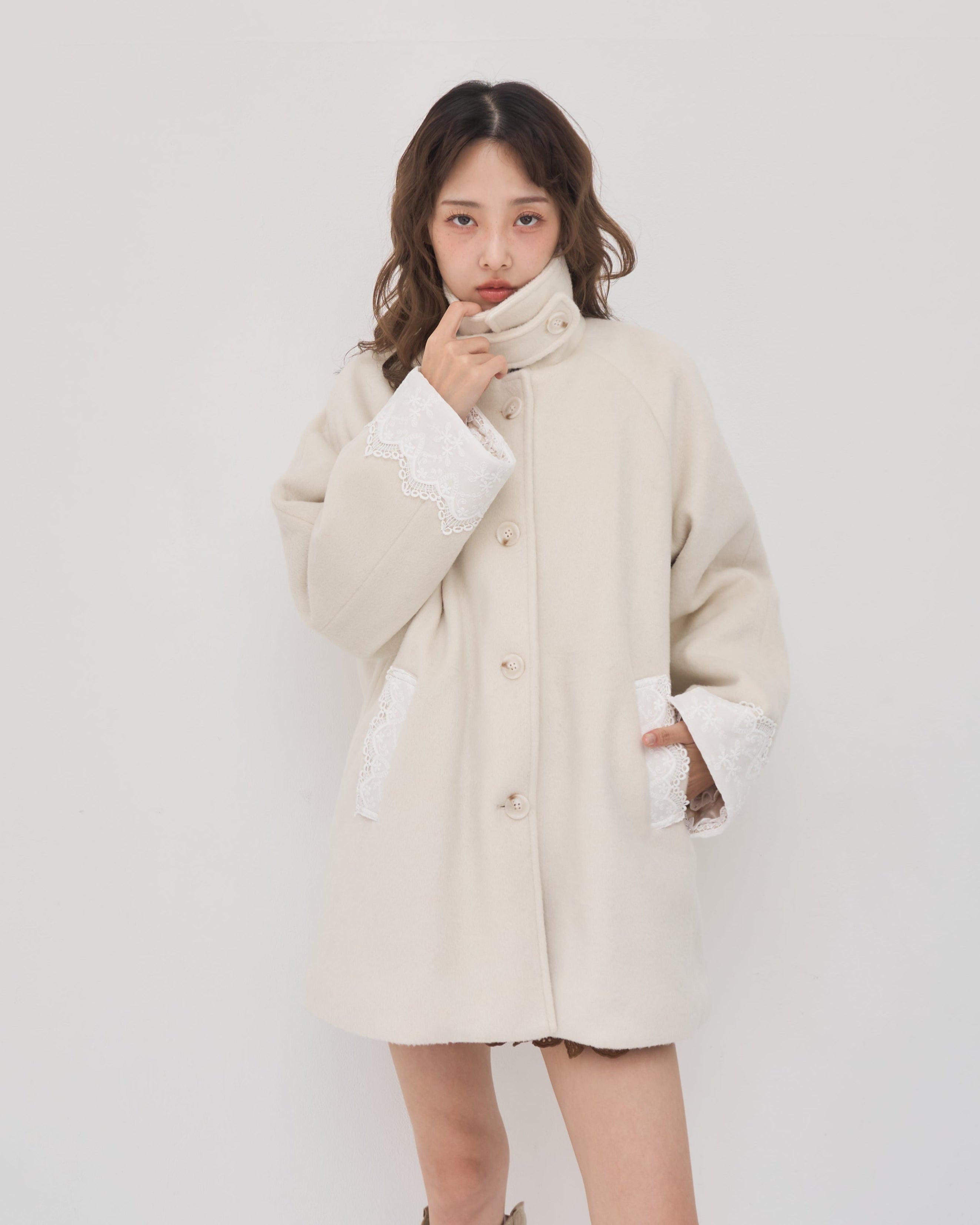 romantic milky midi coat