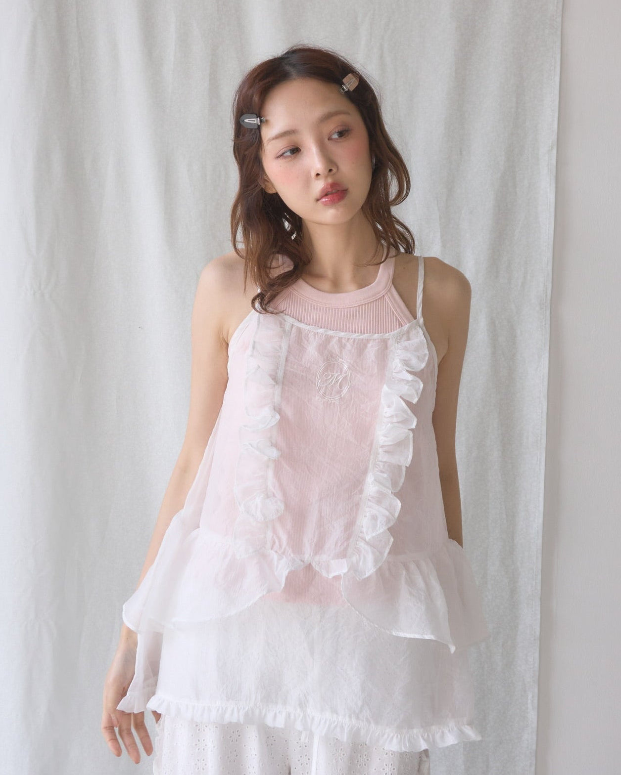 sheer frill cami tops