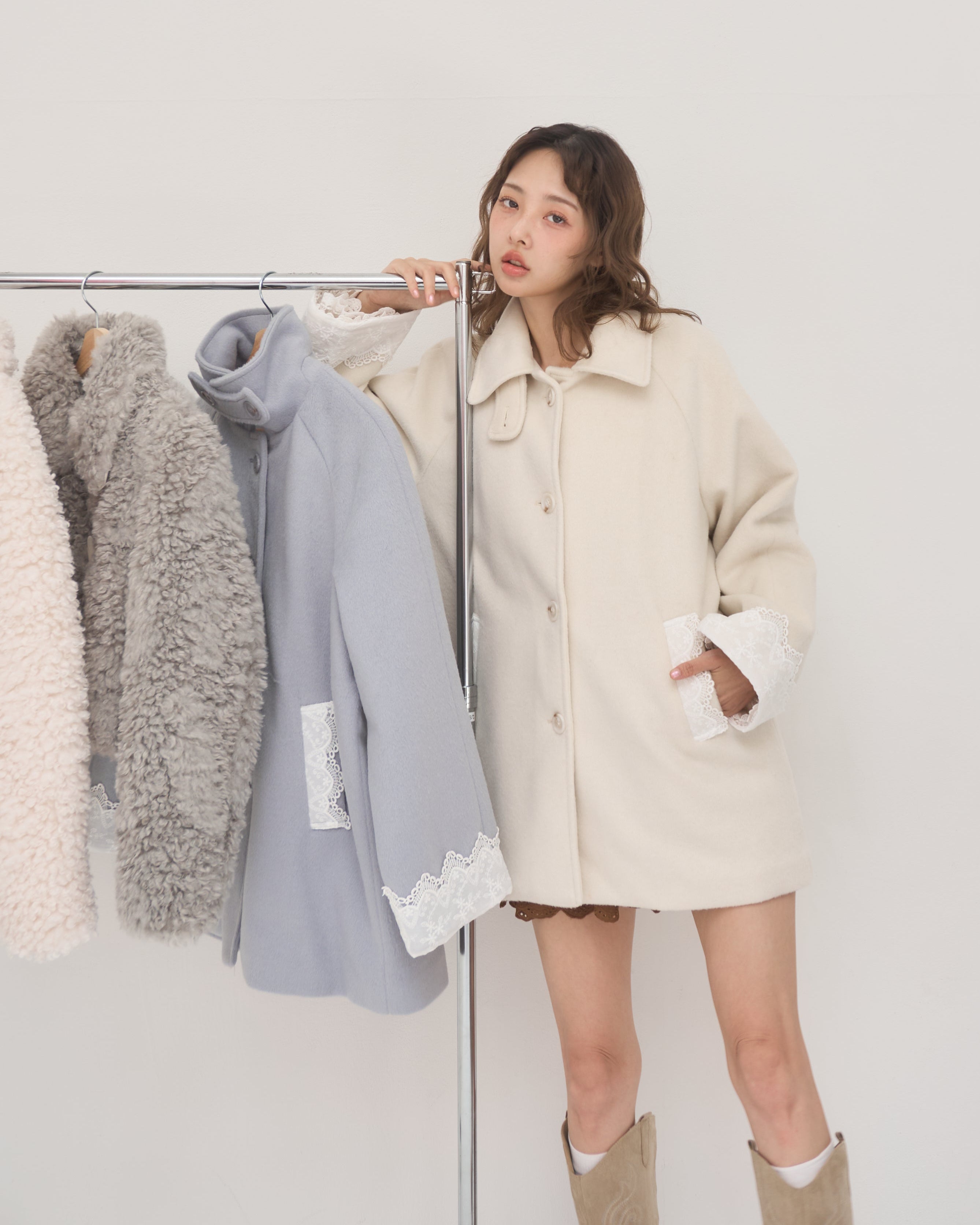 romantic milky midi coat