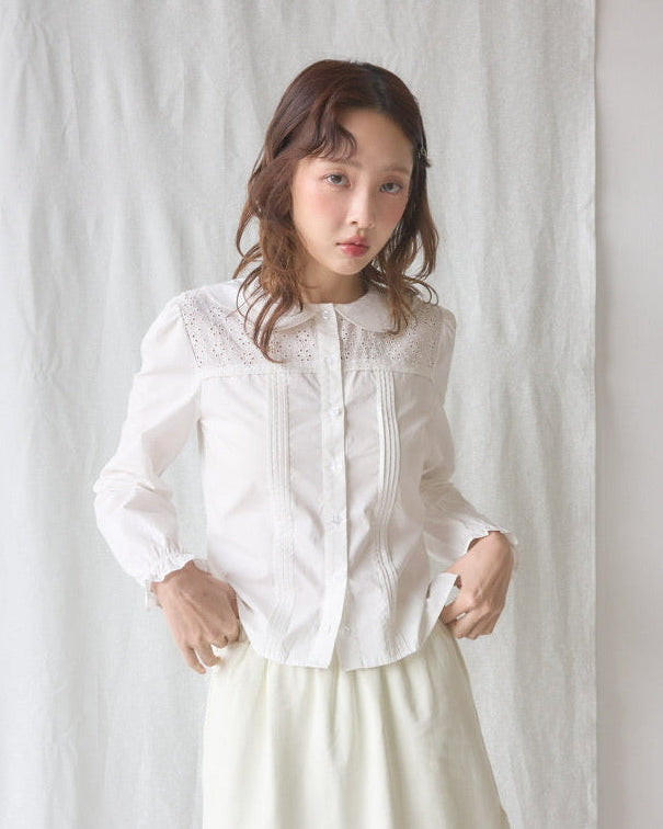flower collar blouse