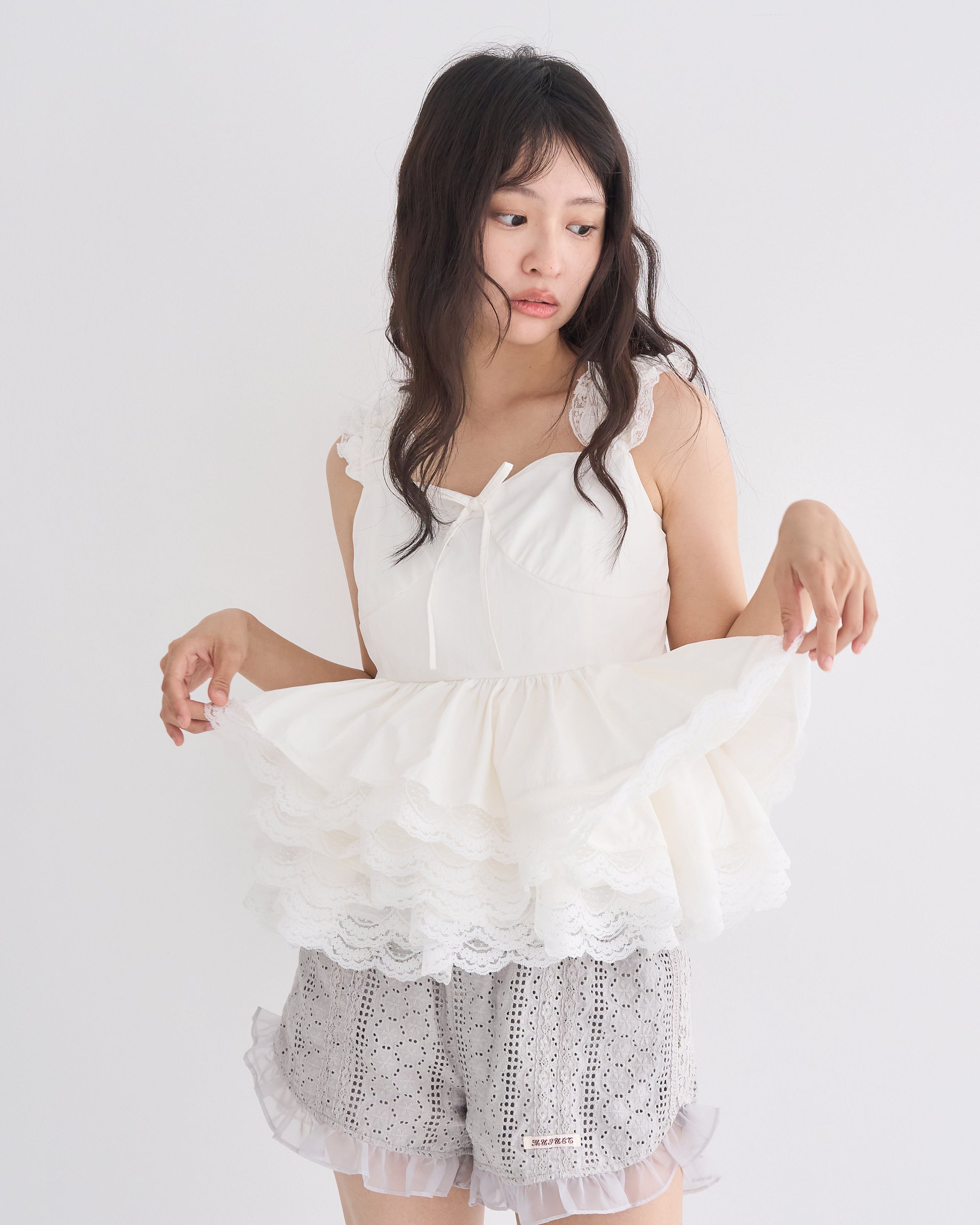 noir tutu peplum blouse (WHITE)