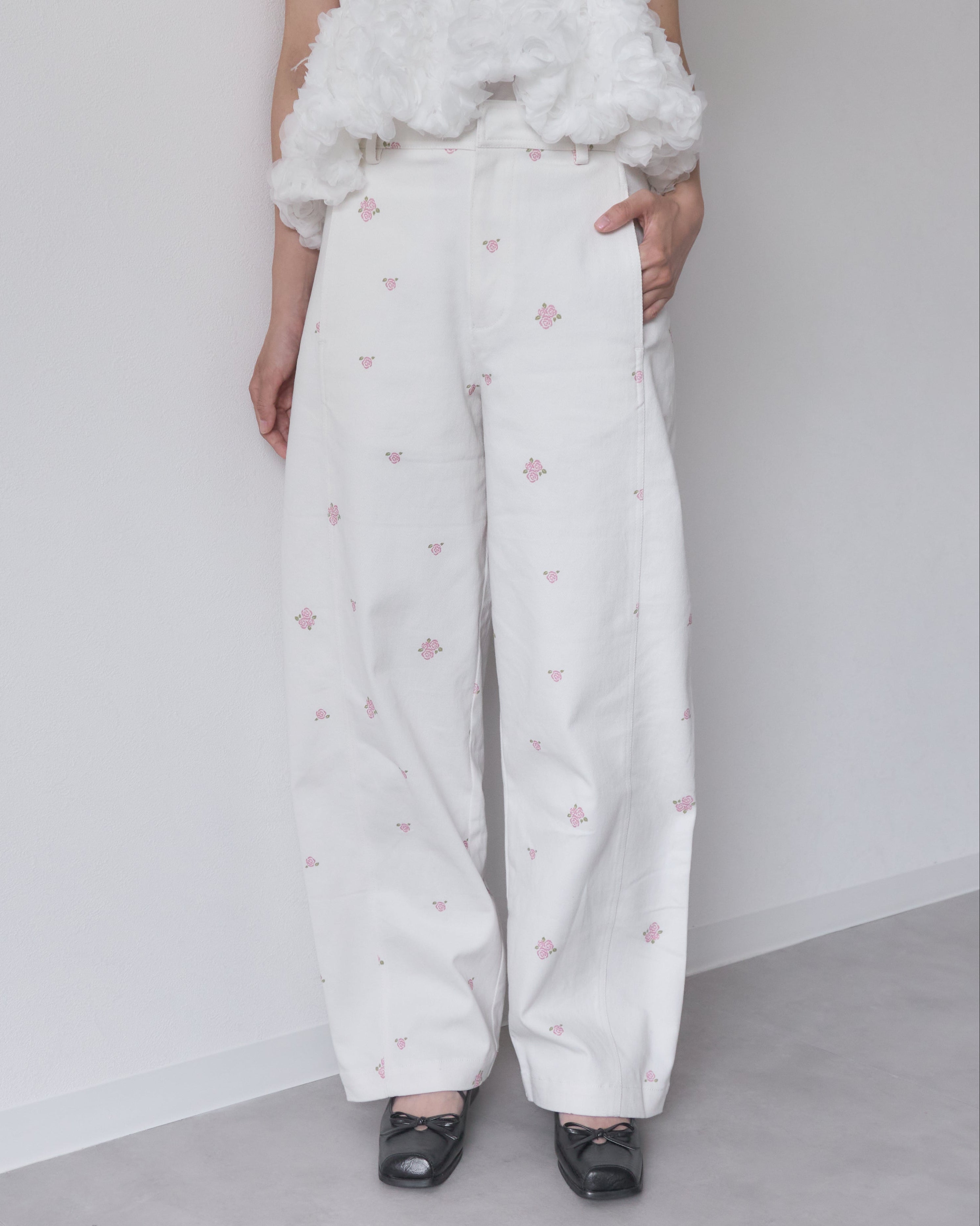 muguet rose pattern curve pants パンツ　S 受注販売】rose pattern curve pants