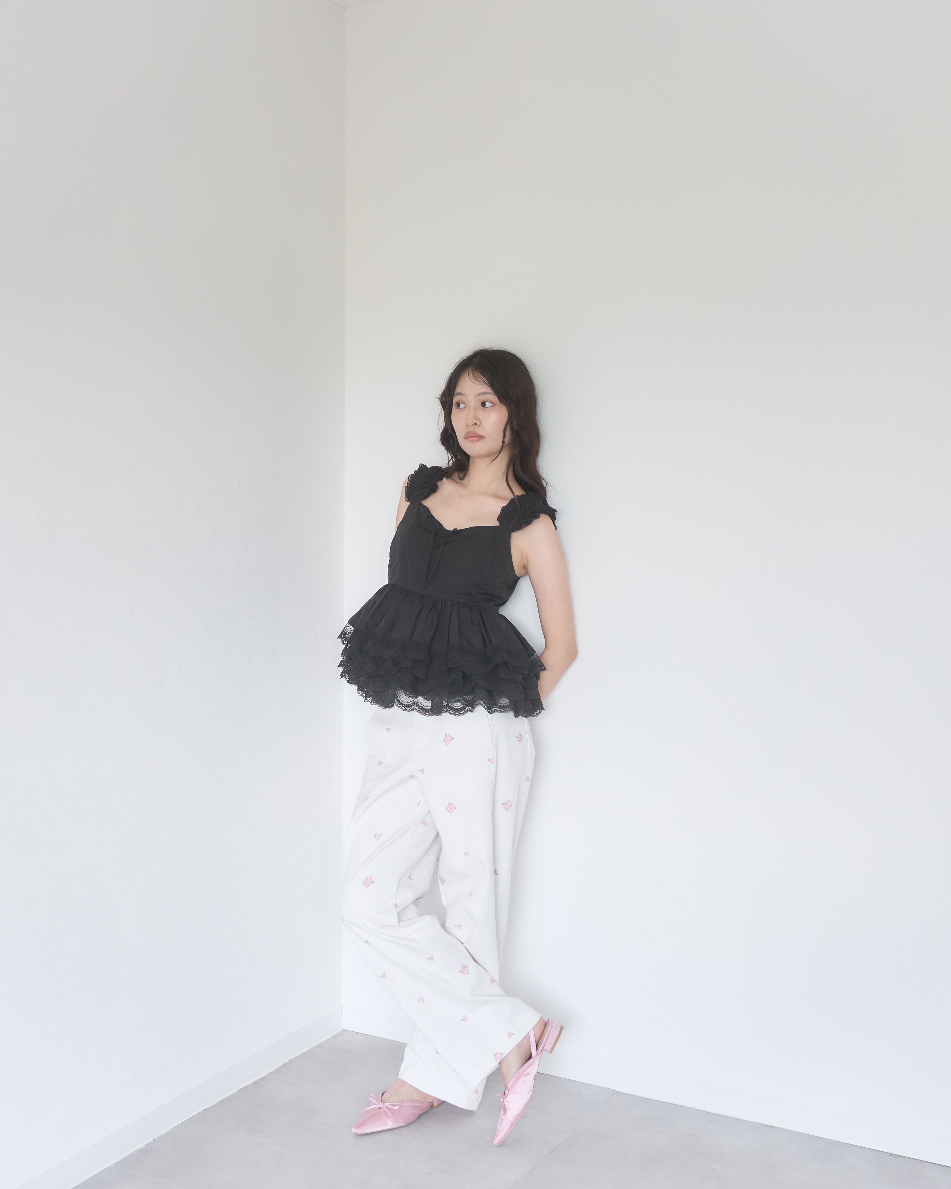 受注販売】rose pattern curve pants