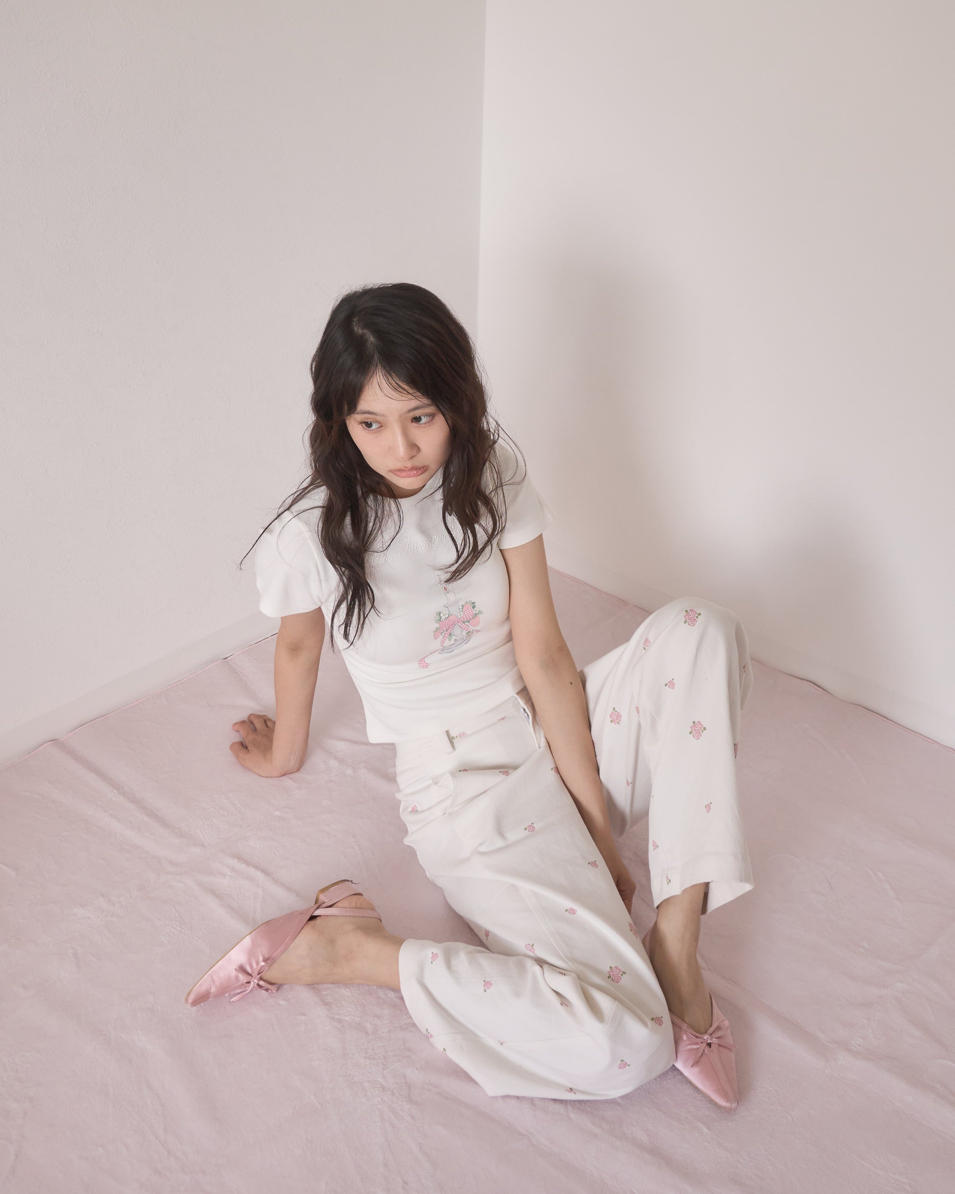 受注販売】rose pattern curve pants