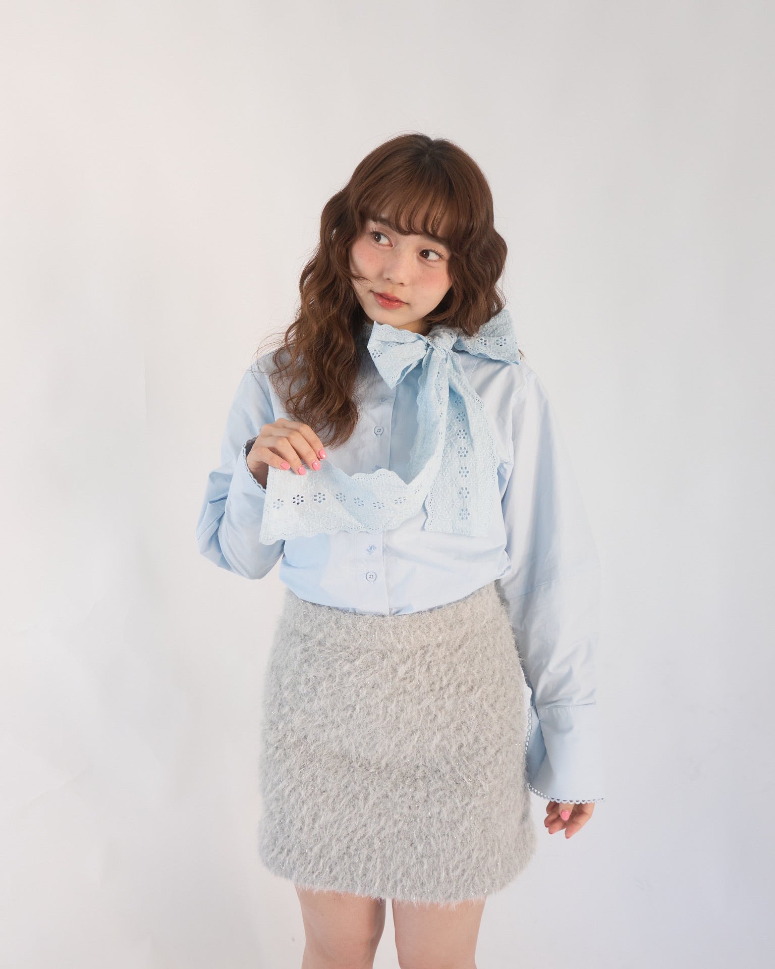 ribbon lace tie blouse