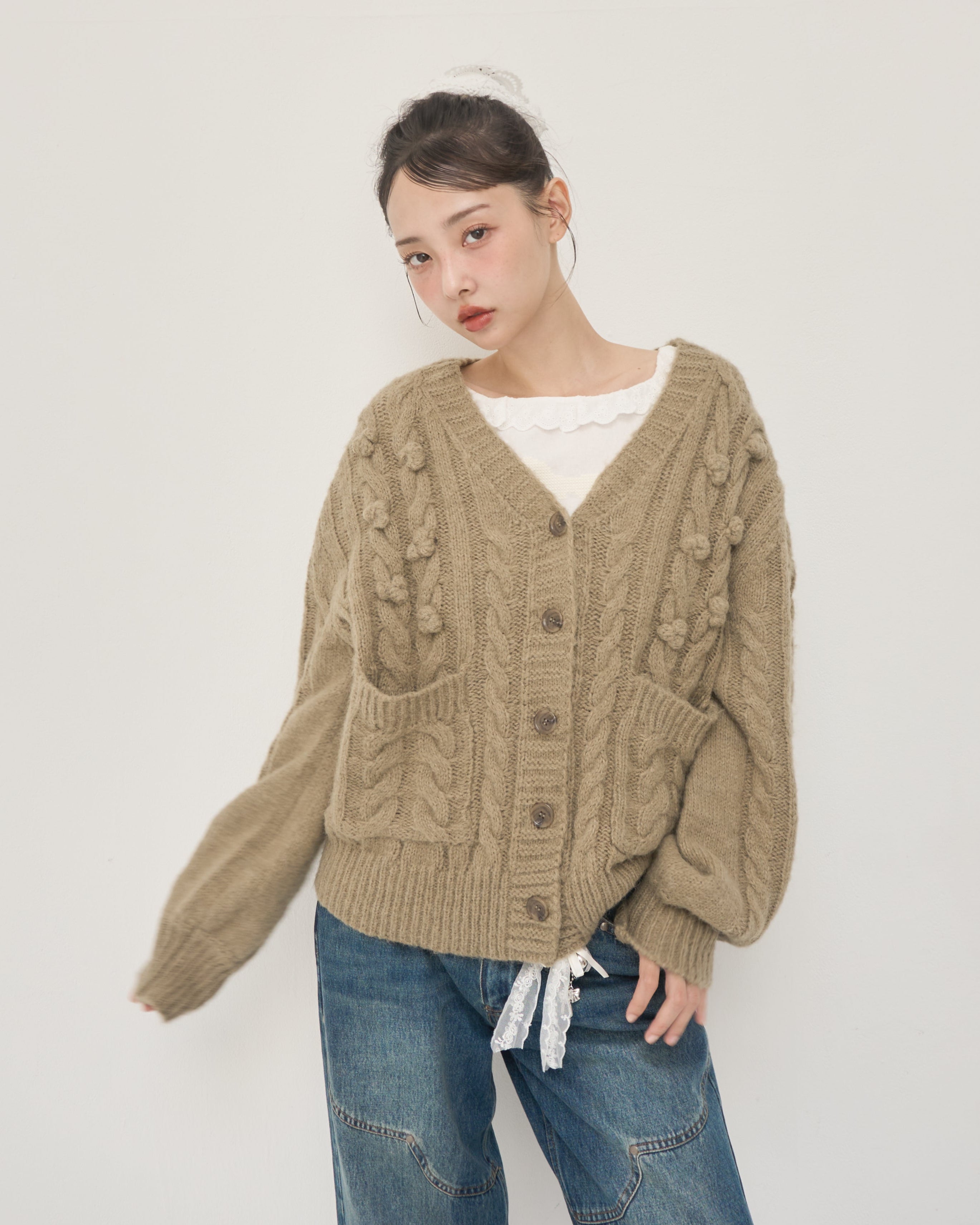 muguet cable over knit アイボリー muguet（ミュゲ）の「cable prima knit（ニット/セーター）」 - WEAR