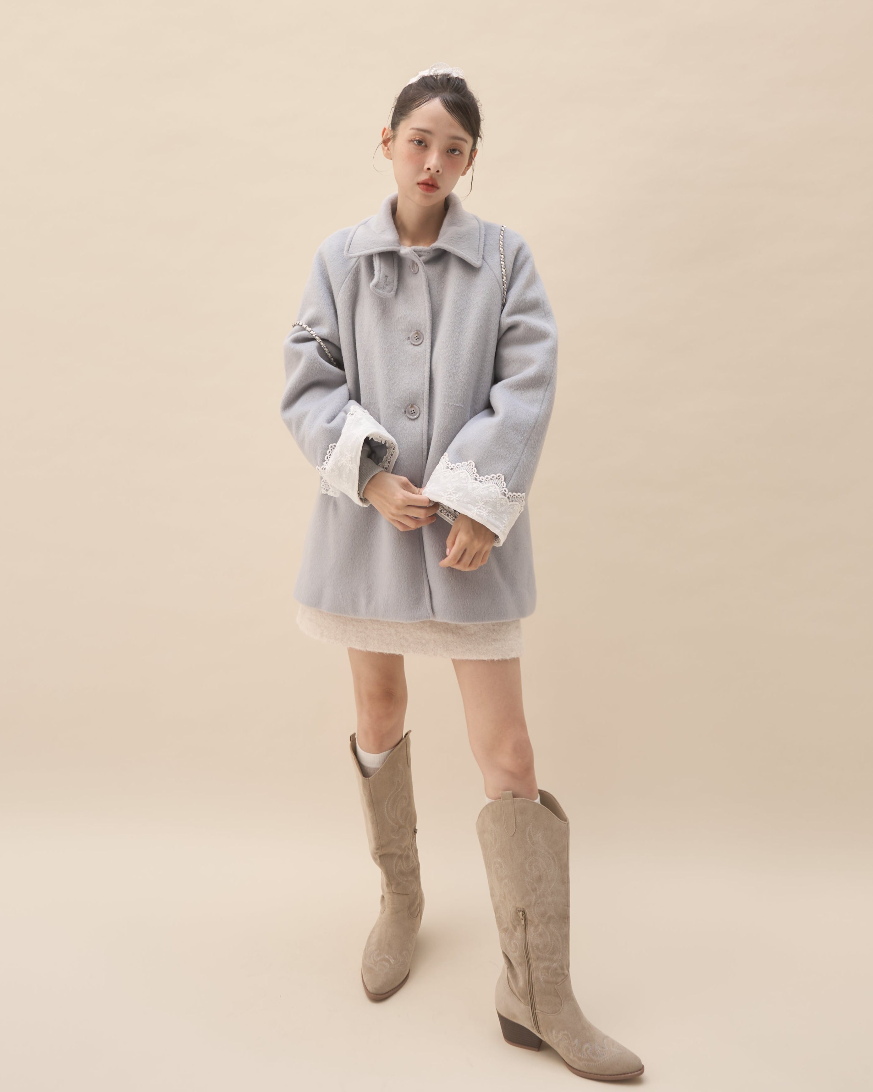 romantic milky midi coat