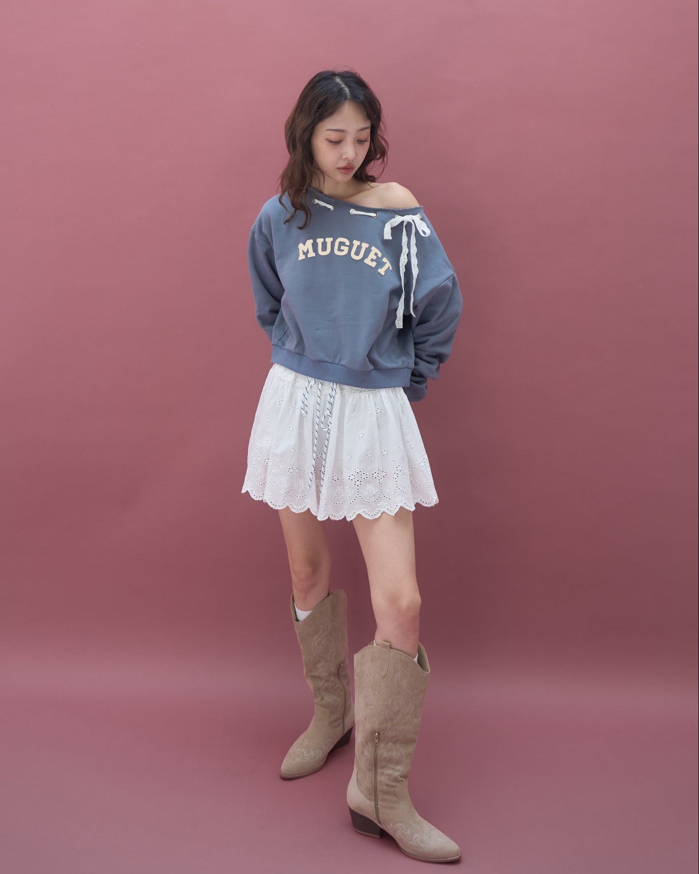 ribbon one shoulder sweat