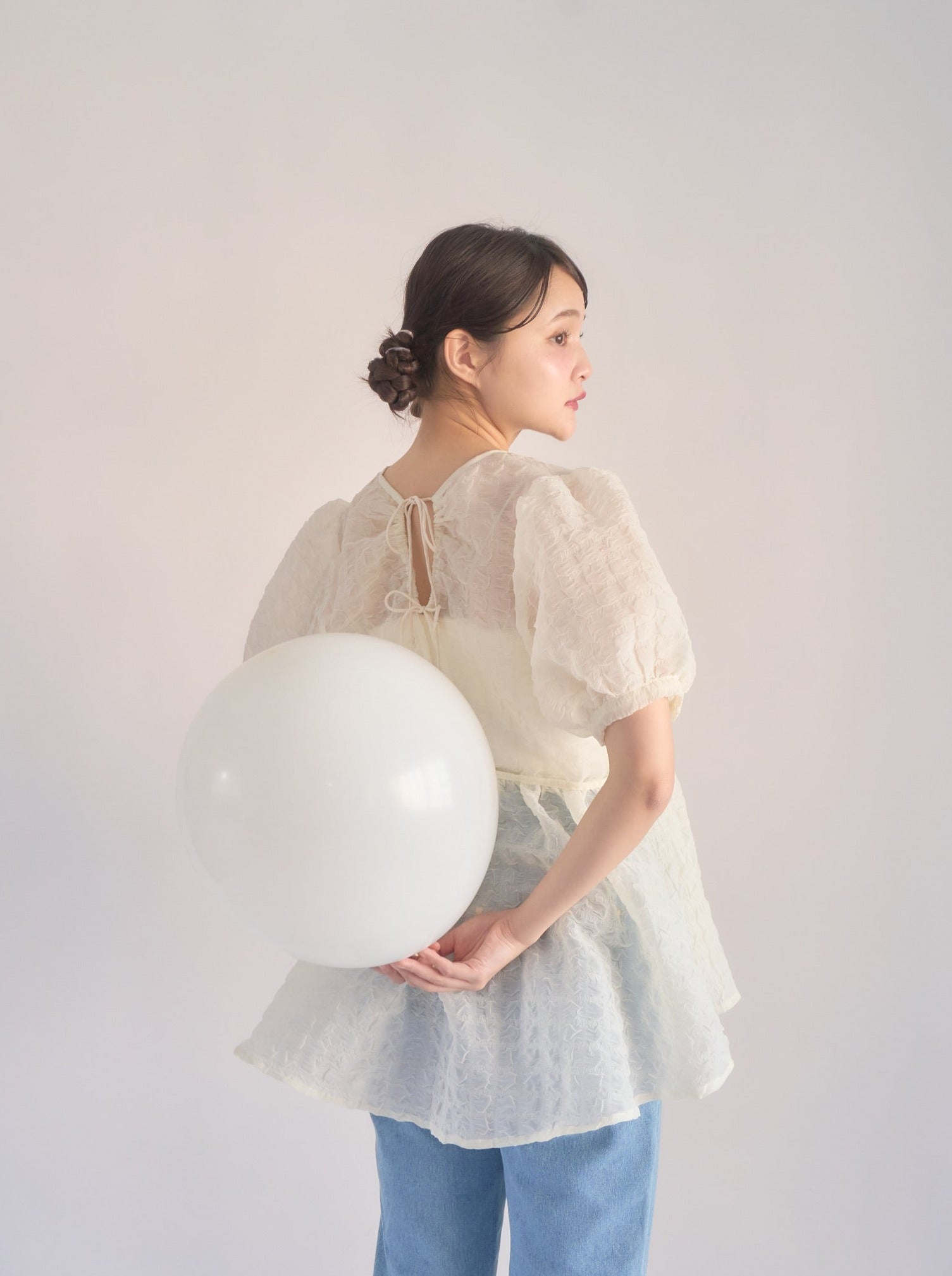 受注販売】ripple sheer peplum blouse – muguet