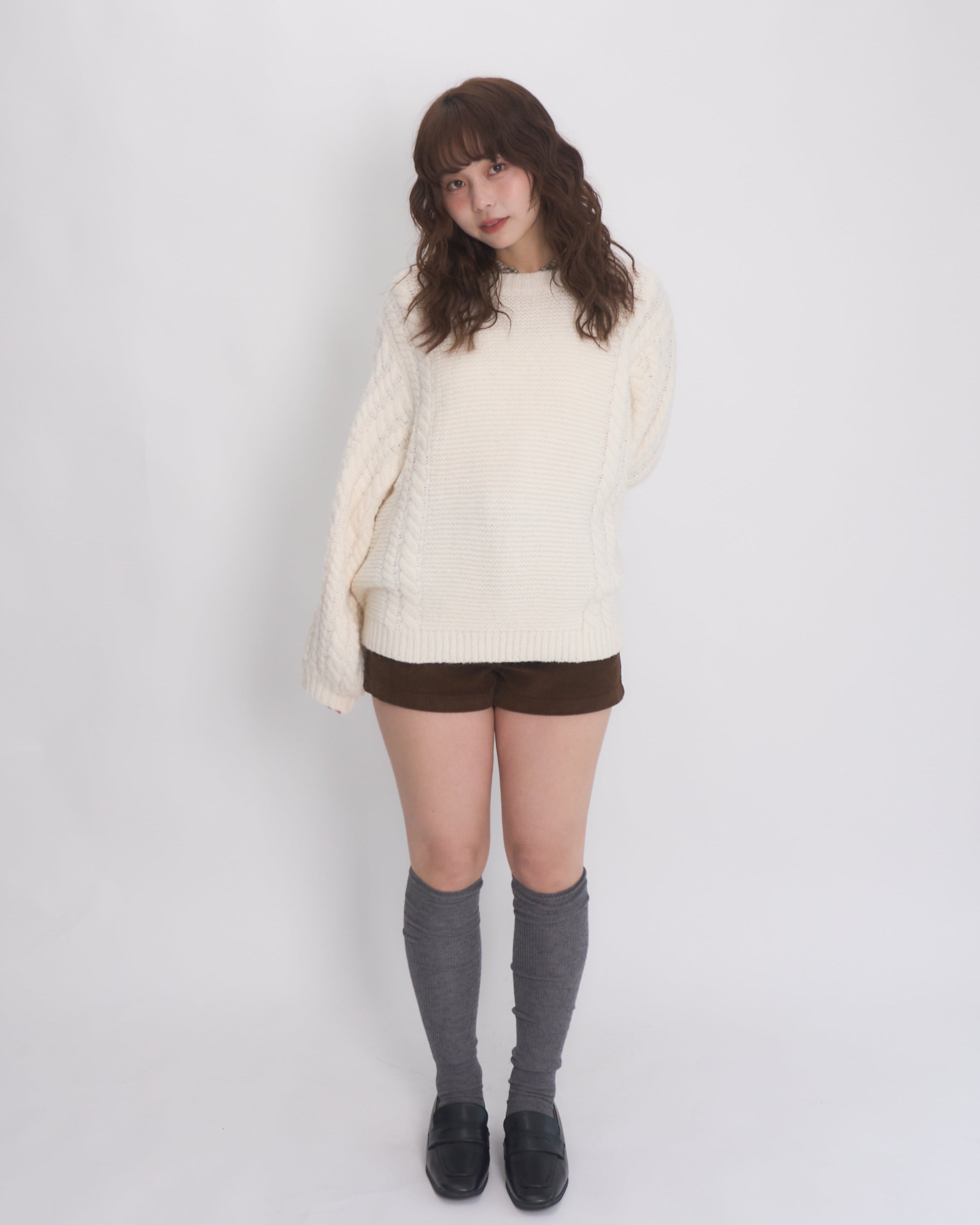 check collar cable knit