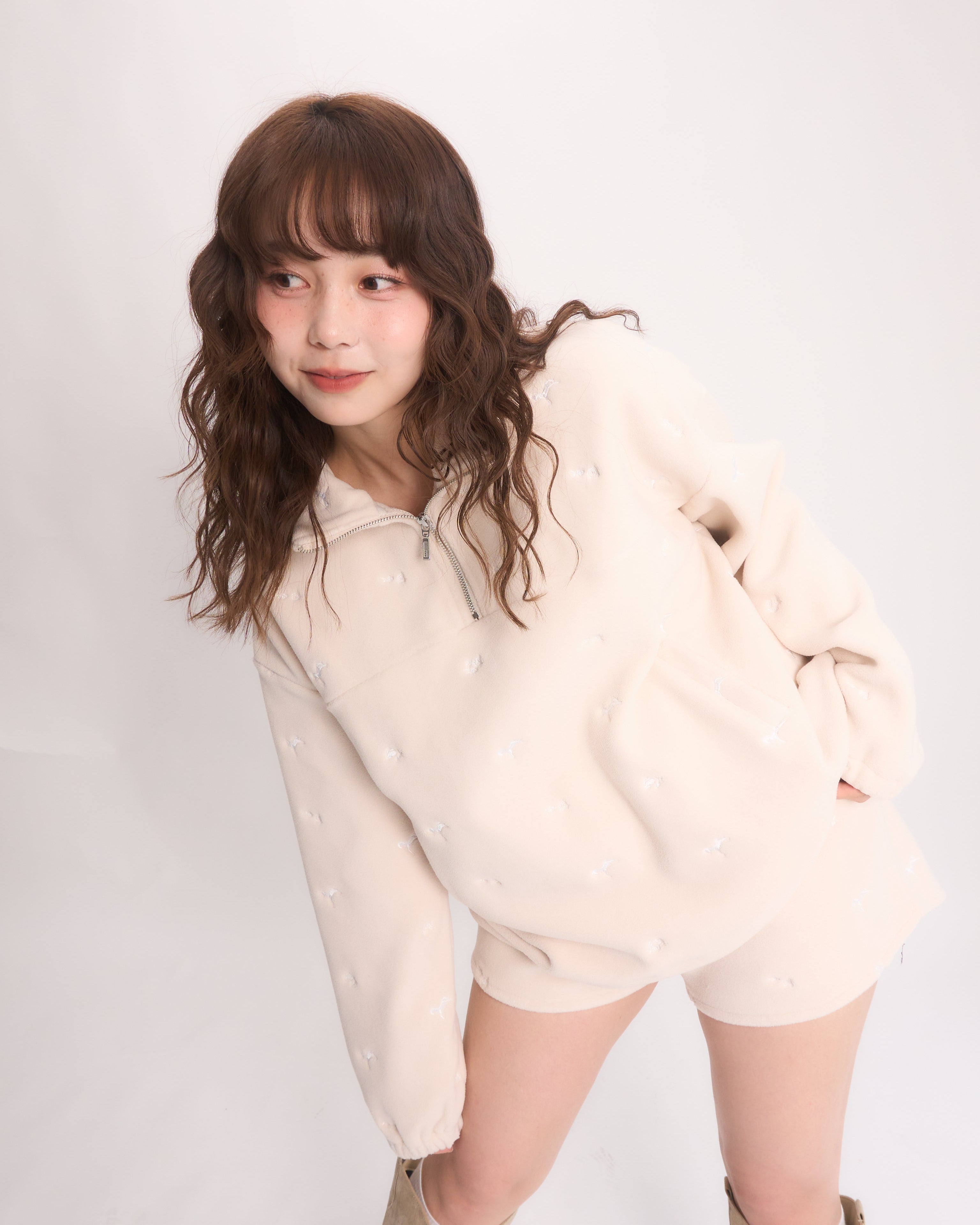 embroidered boa blouson