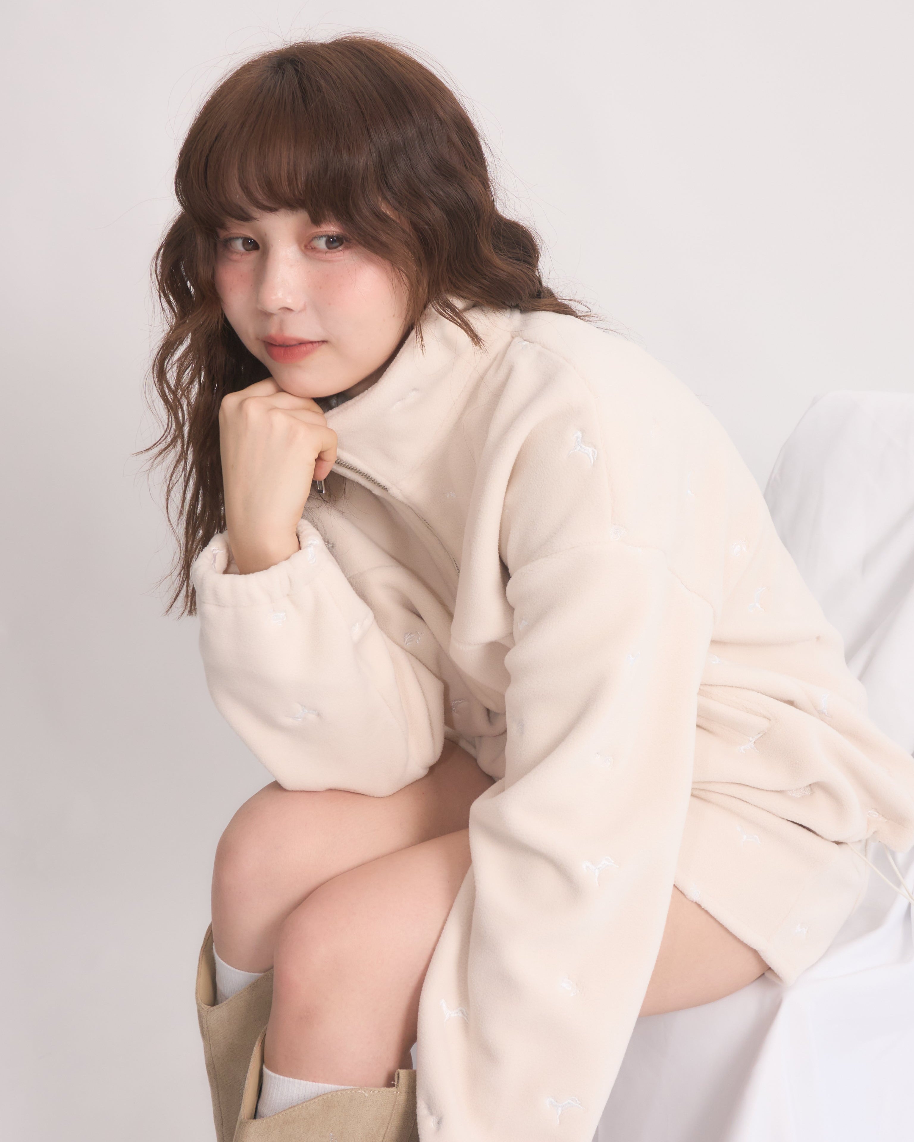 muguet embroidered boa blouson ミュゲ embroidered boa blouson