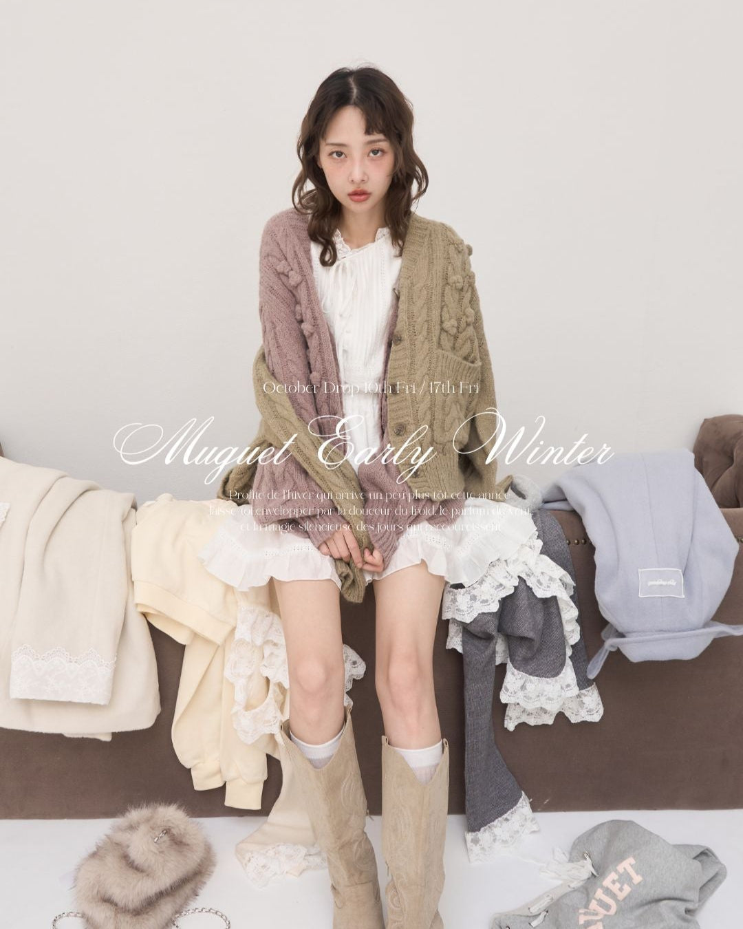 muguet ジャケット　pink muguet ミュゲ side slit spring jacket pink