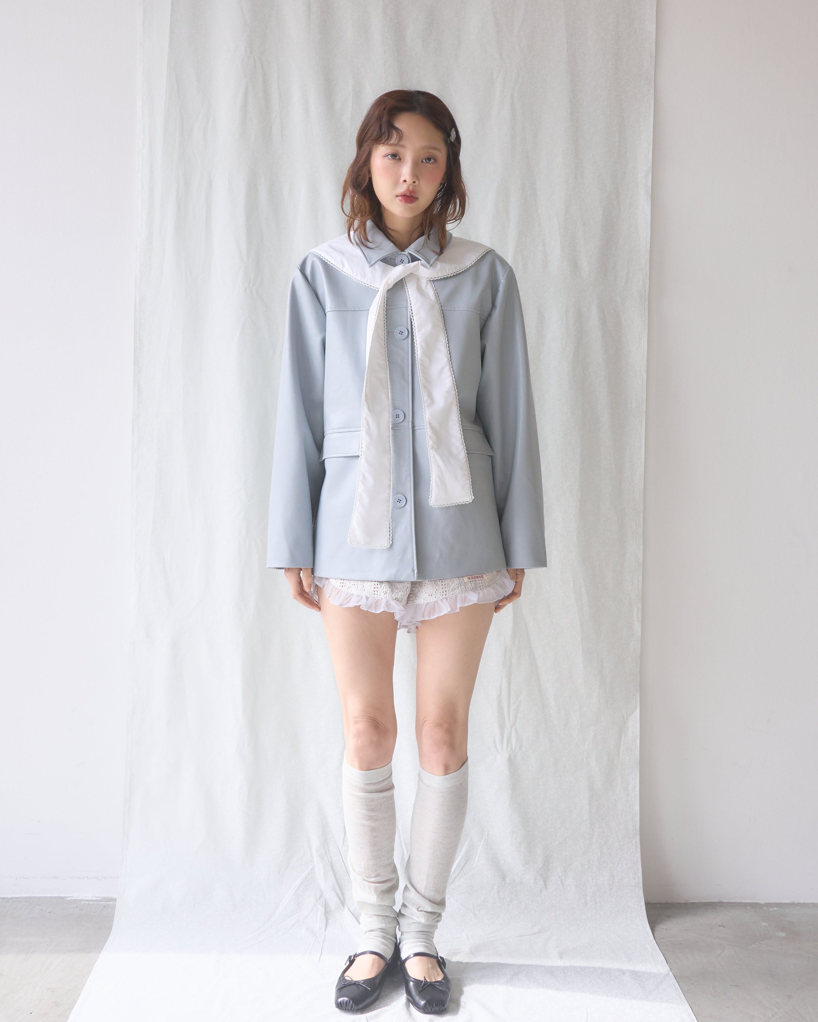 Restock】french collar leather jacket