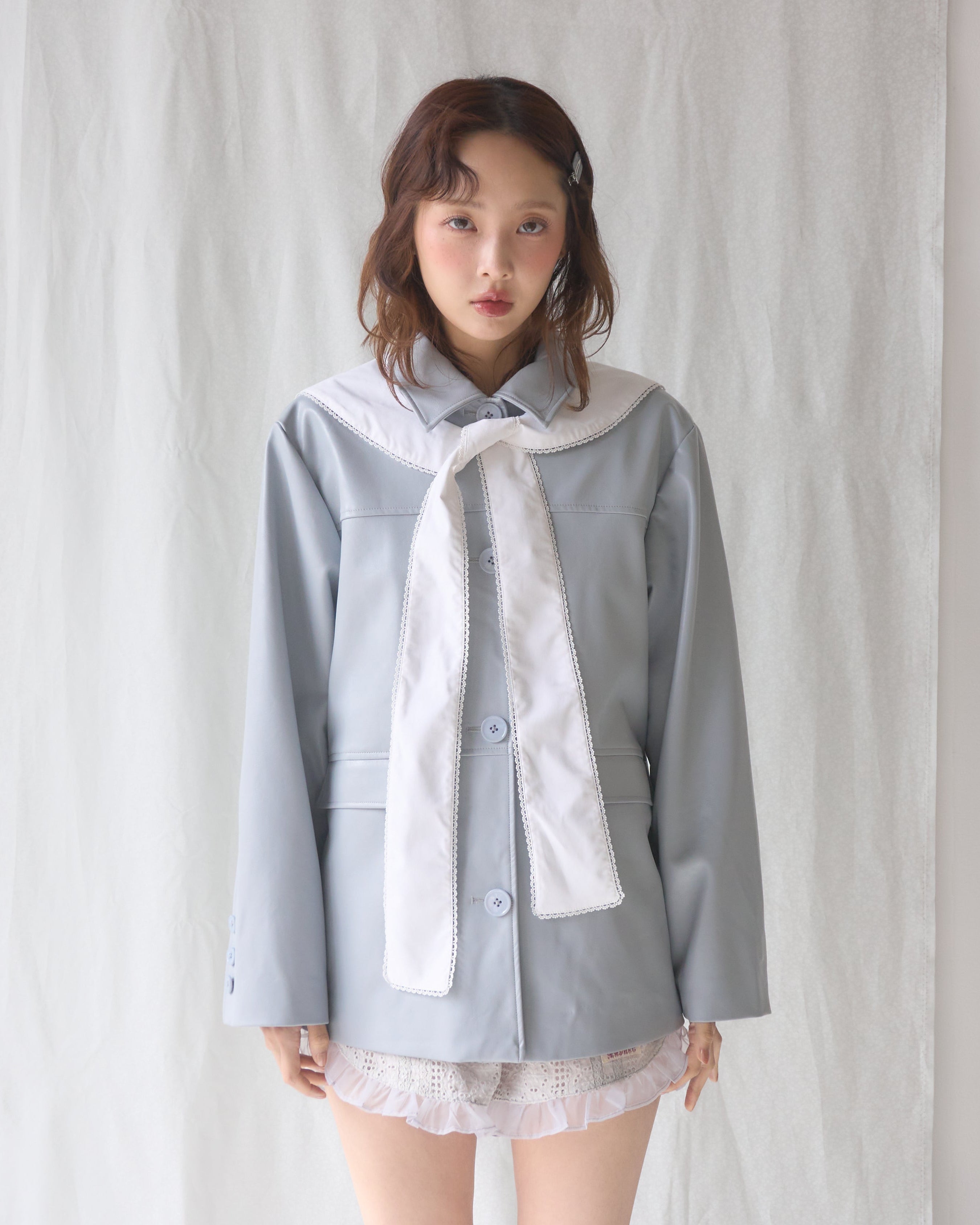 Restock】french collar leather jacket
