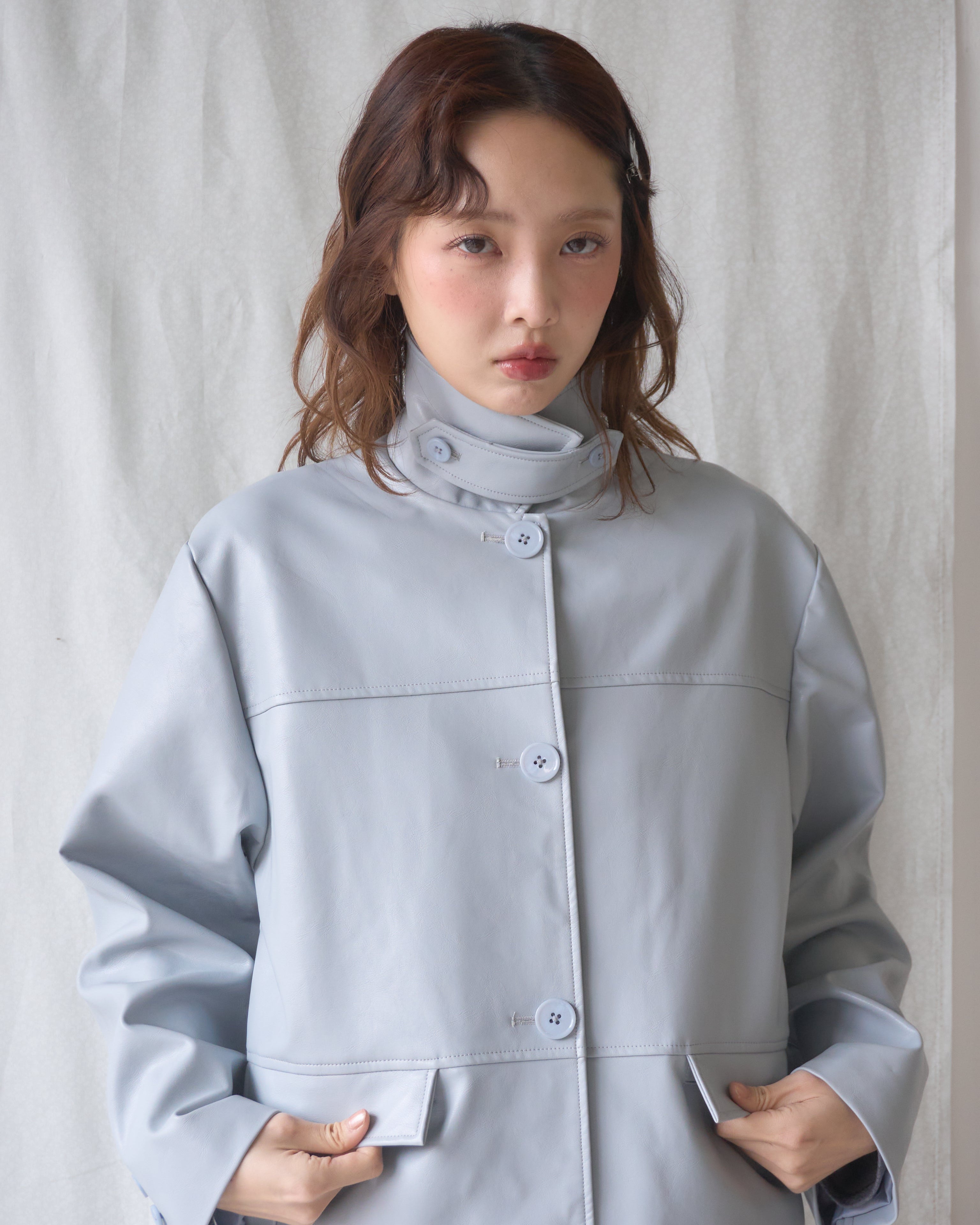 Restock】french collar leather jacket