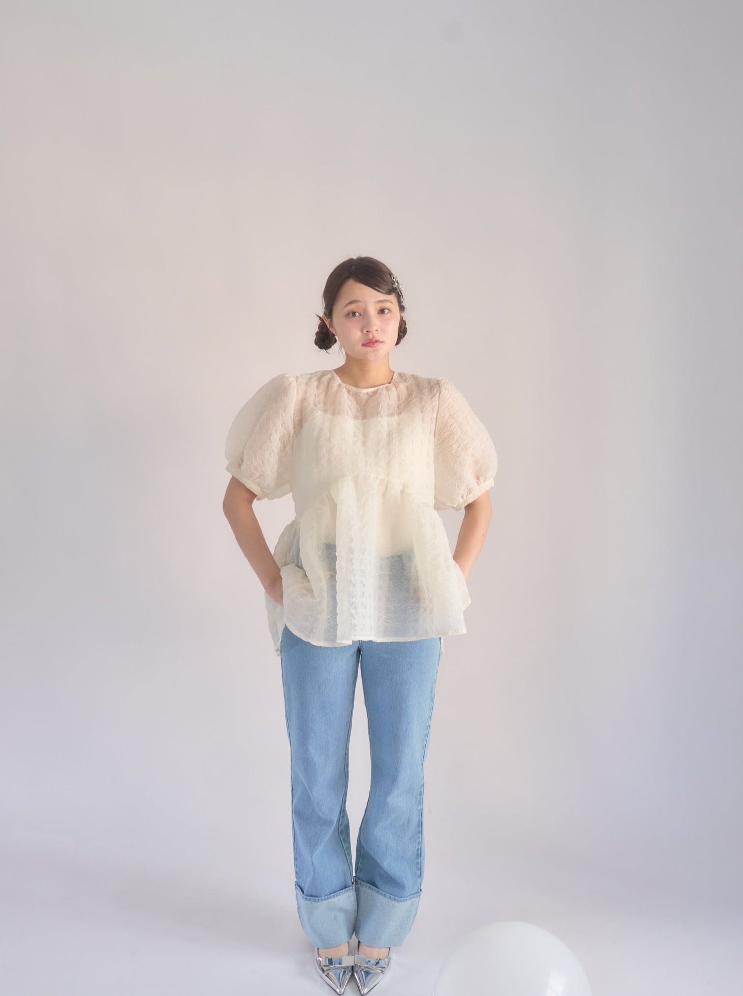 受注販売】ripple sheer peplum blouse – muguet