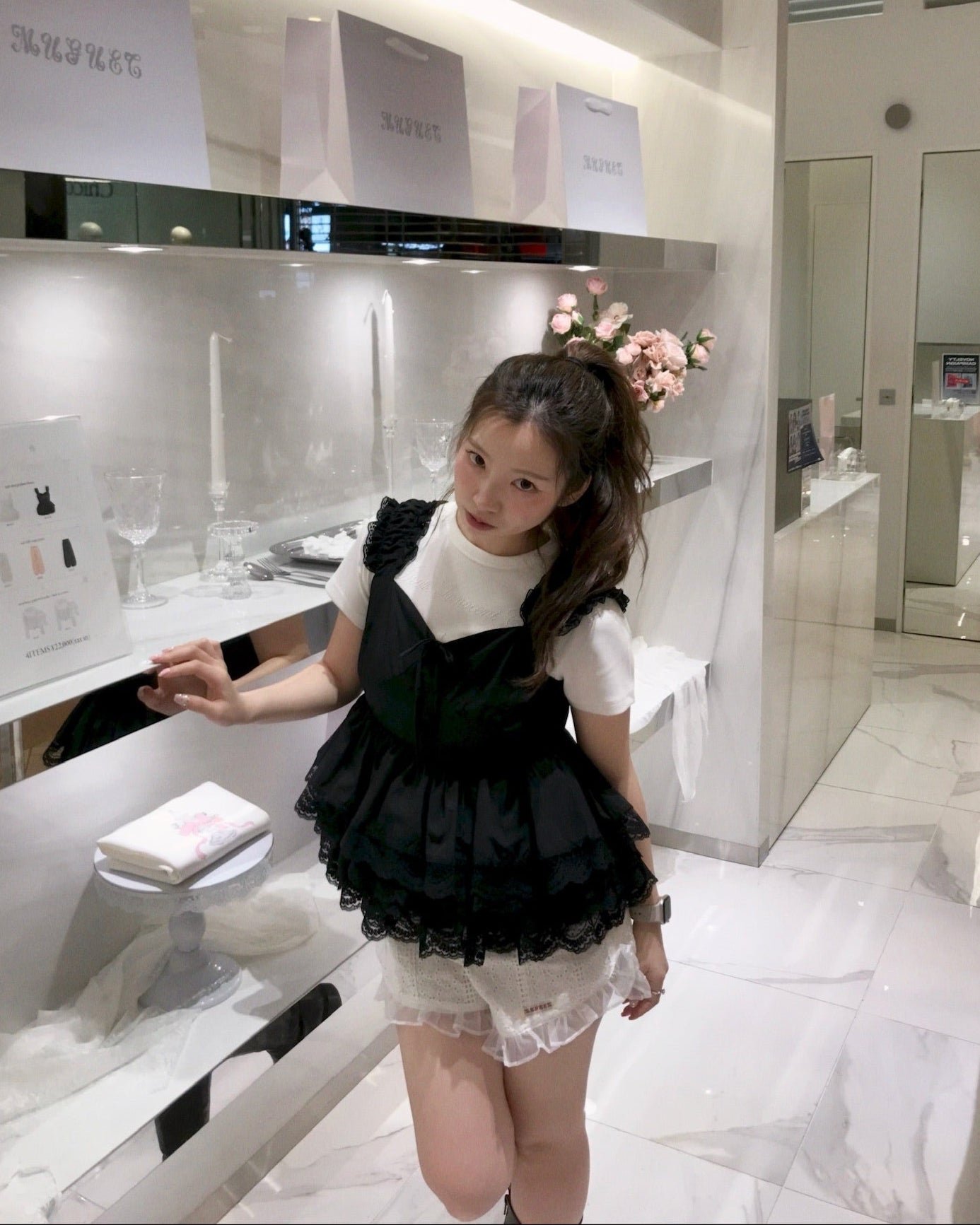 noir tutu peplum blouse(BLACK)