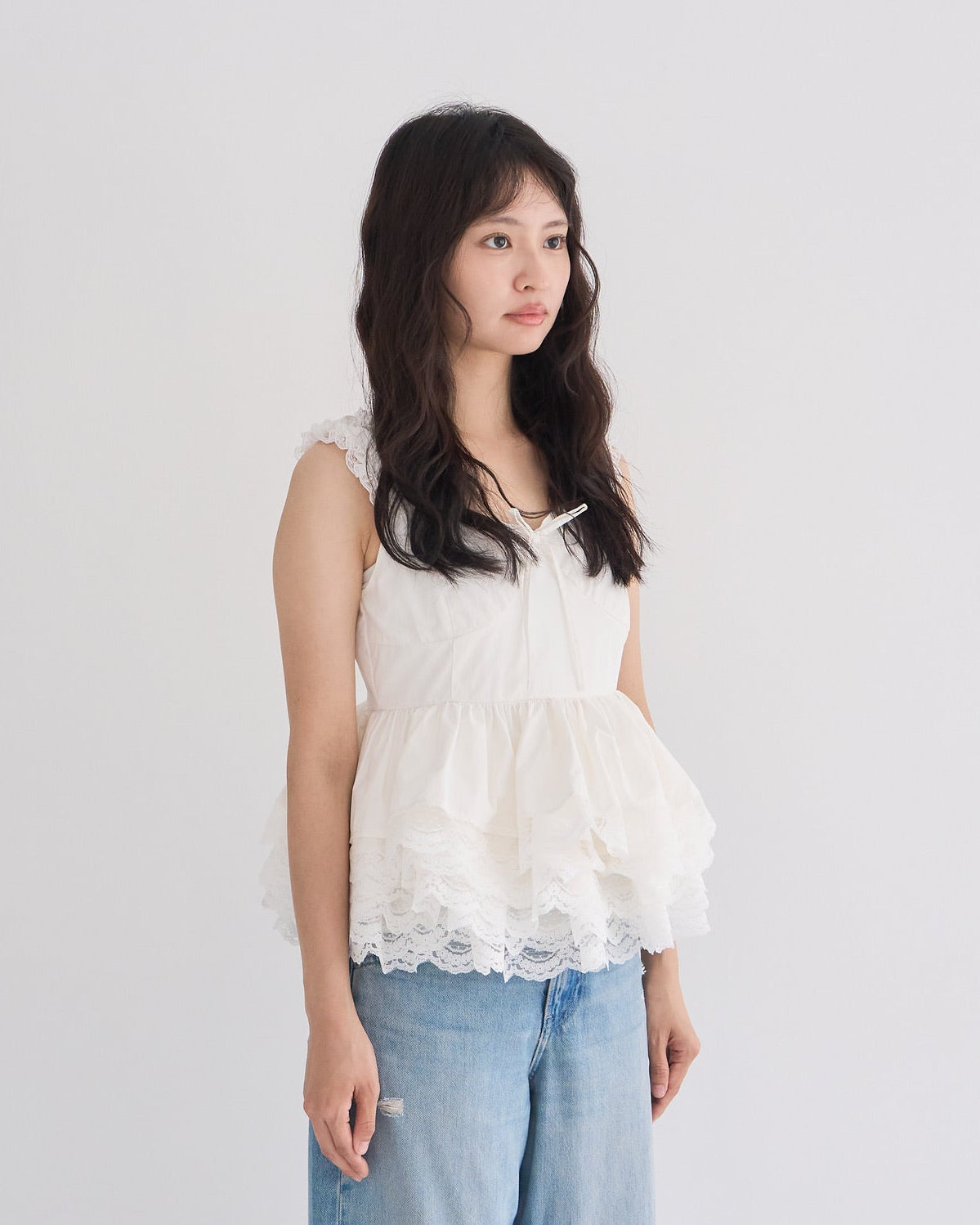 トップス MUGET noir tutu peplum blouse(BLACK) noir tutu peplum blouse (WHITE)