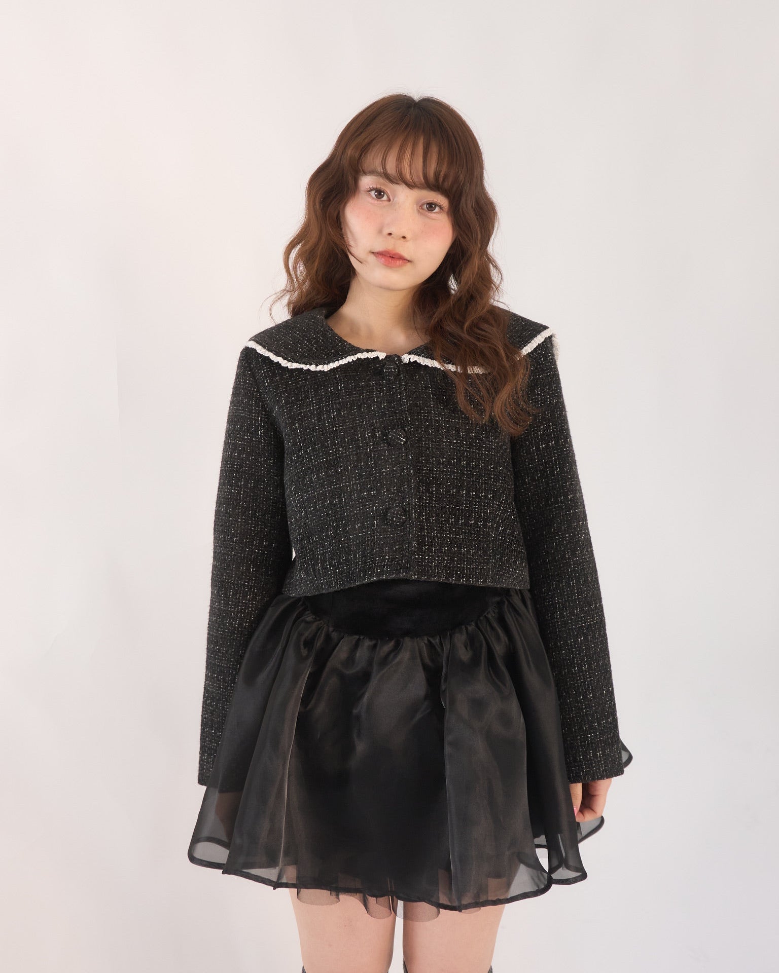 tweed frill sailor jacket