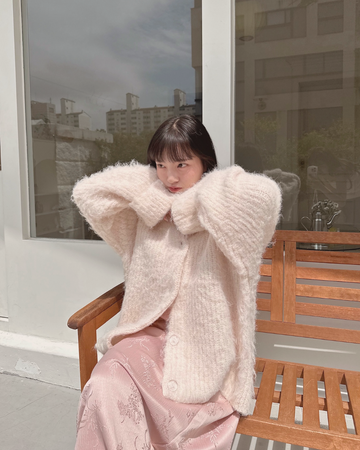 pointe mohair knit cardigan