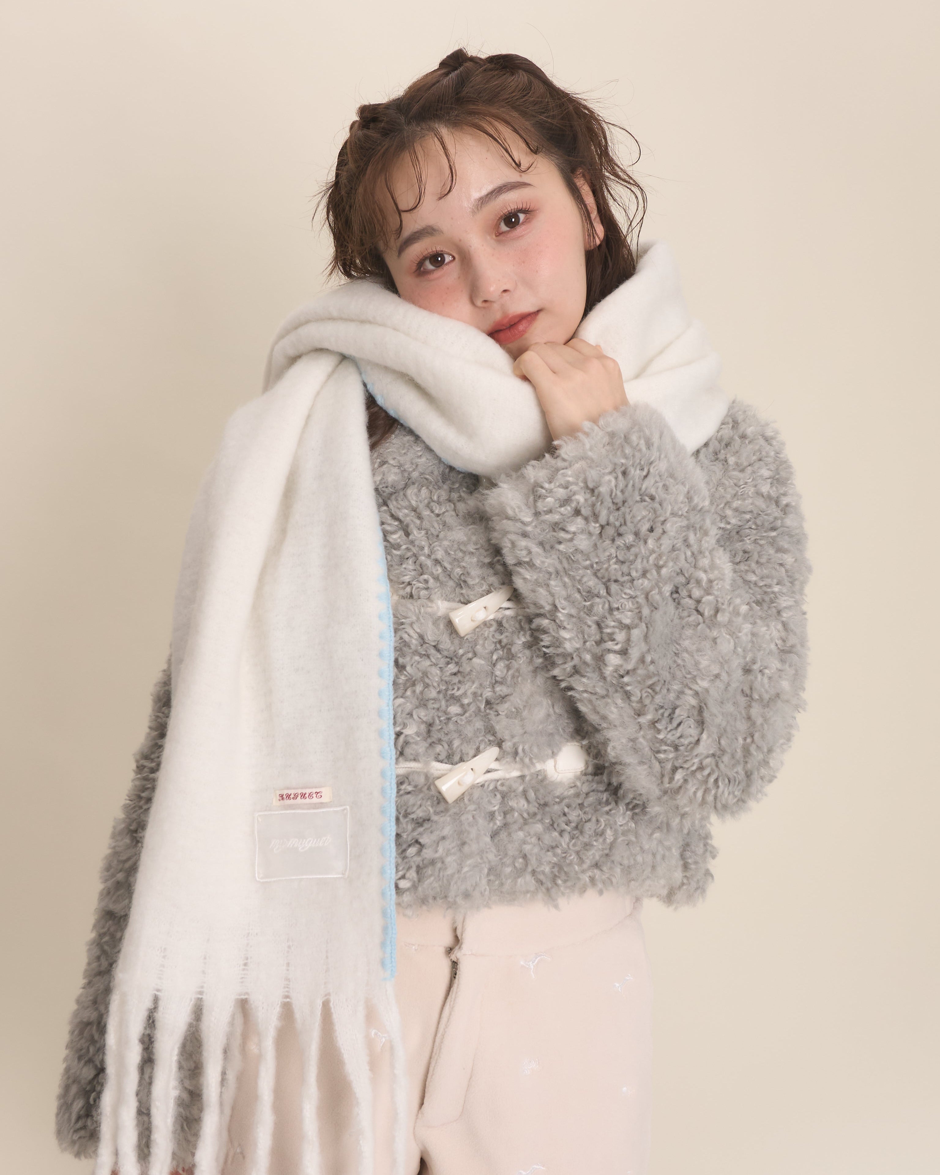 ジャケット・アウター MUGUET duffle short fur coat GRAY duffle short fur coat