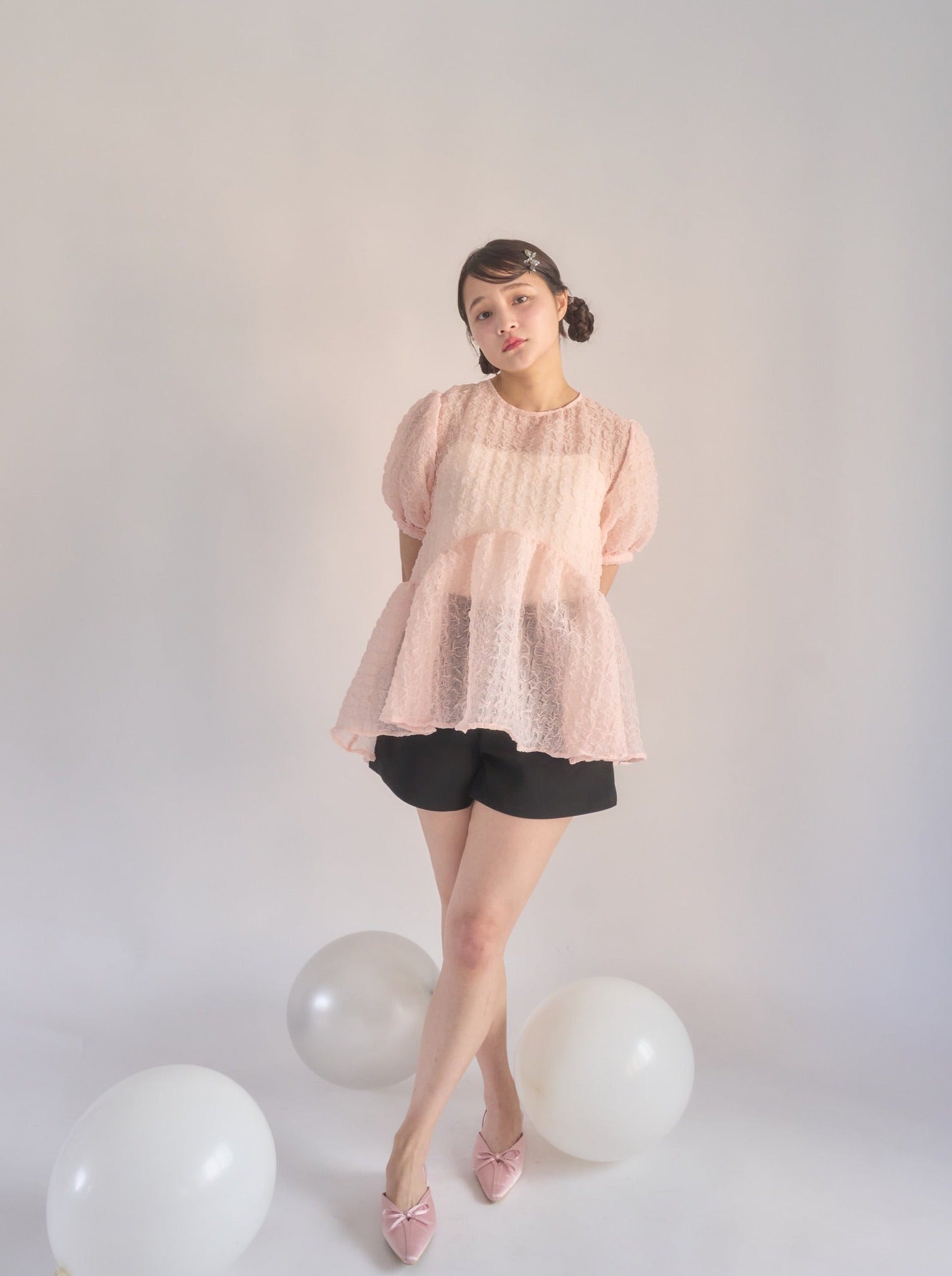 受注販売】ripple sheer peplum blouse – muguet