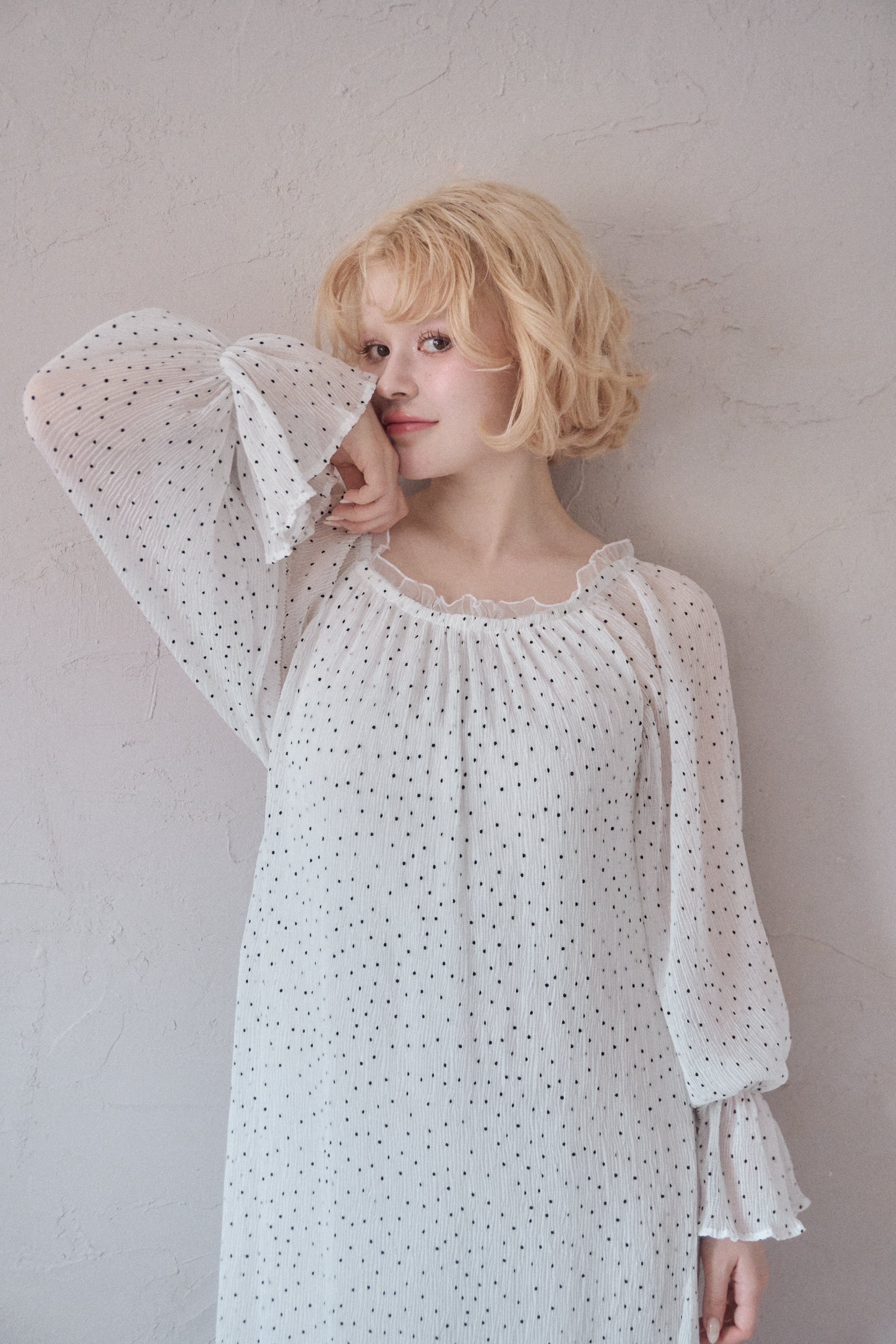 flare chiffon dot op – muguet