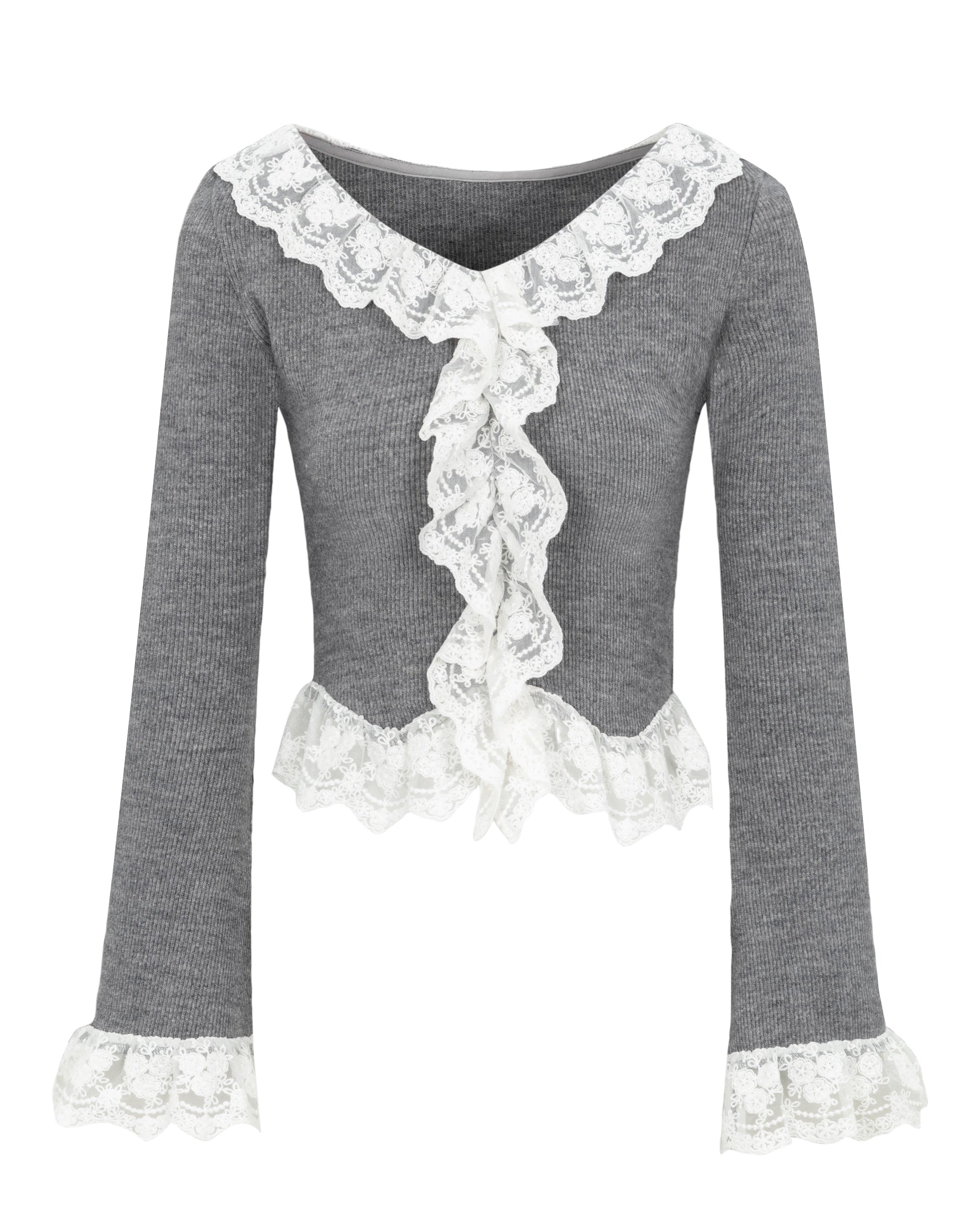 lace frill rib tops