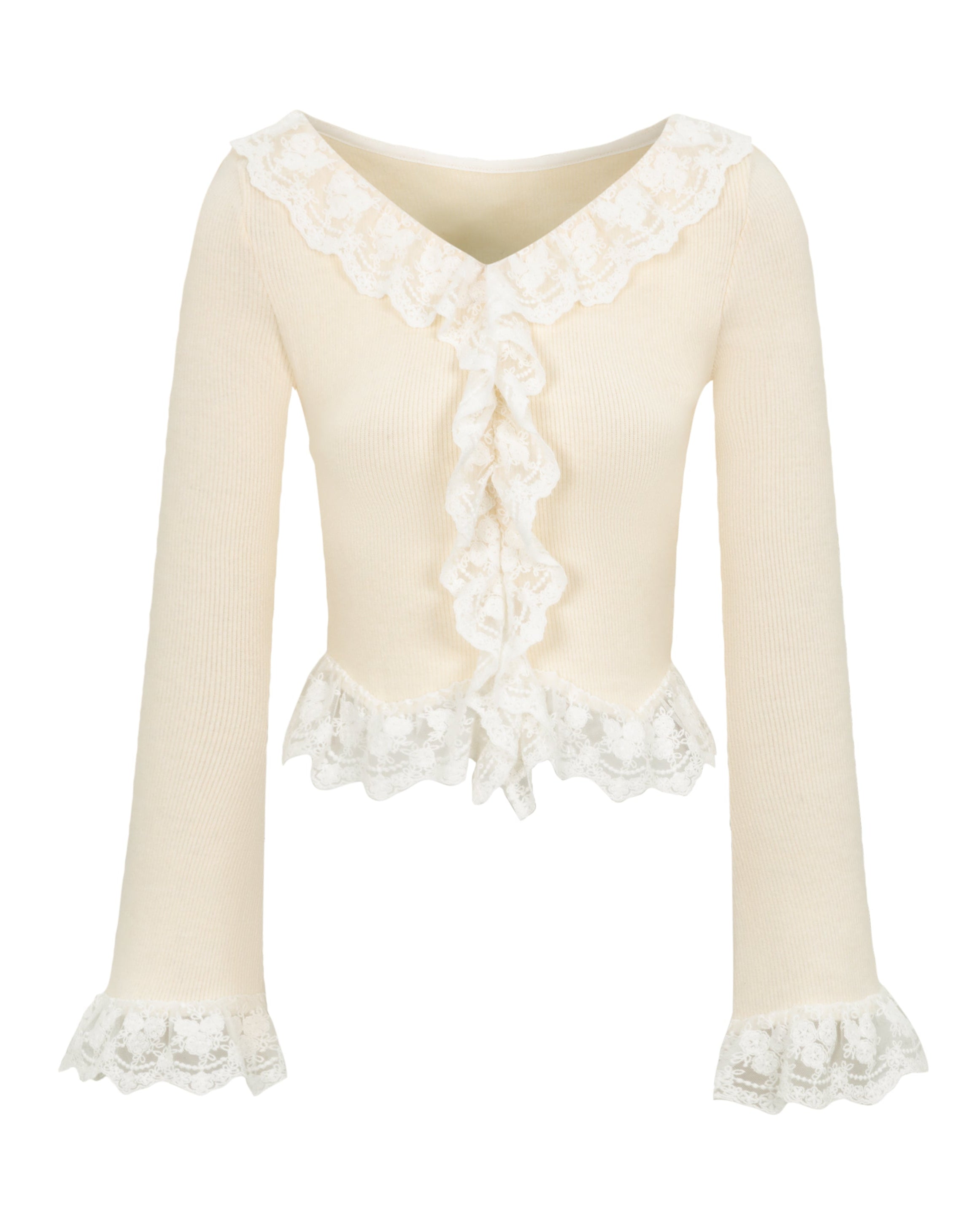 lace frill rib tops