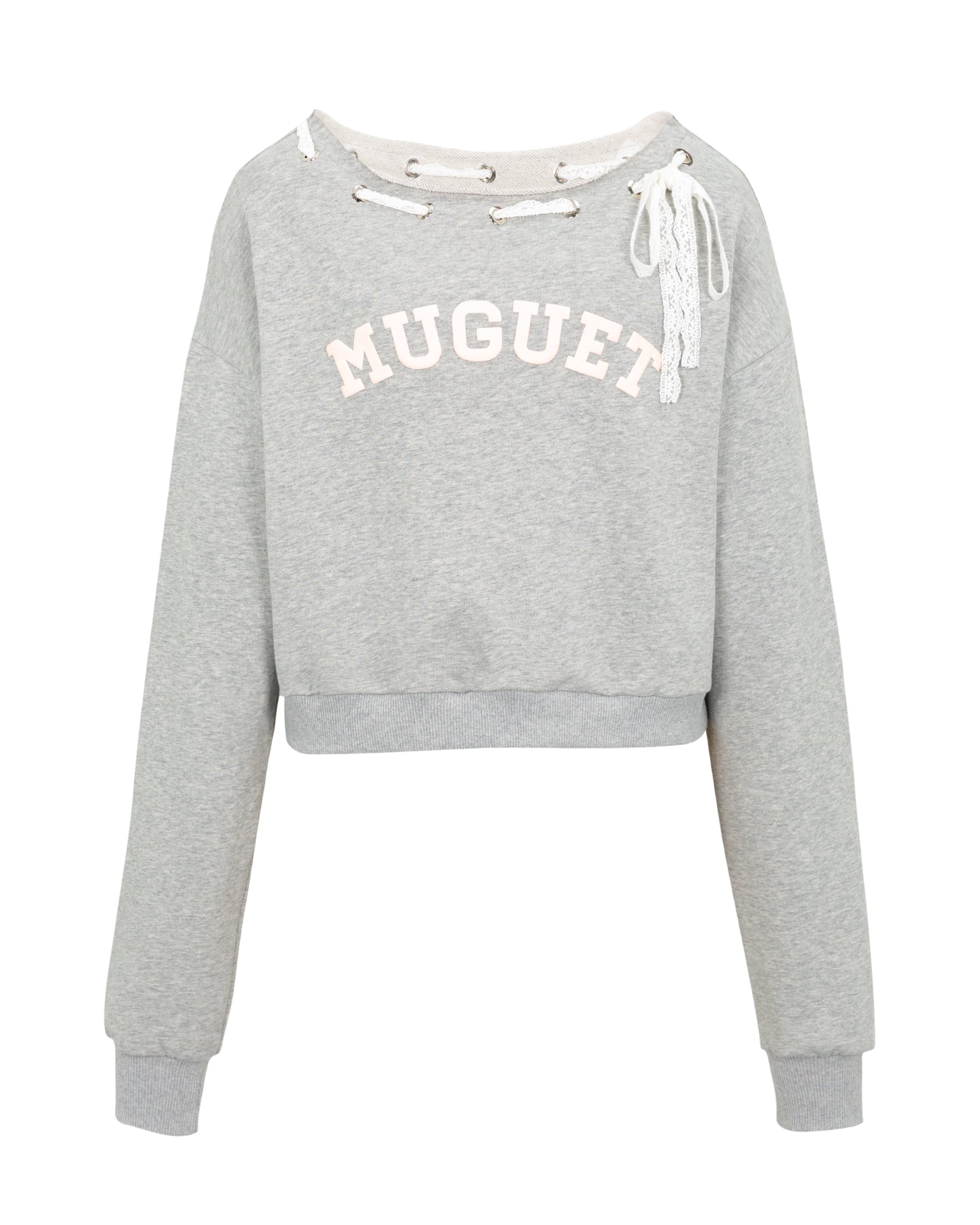 トップス [muguet]bijou ribbon sweat トップス [muguet]bijou ribbon sweat Queen Of Sparkles White