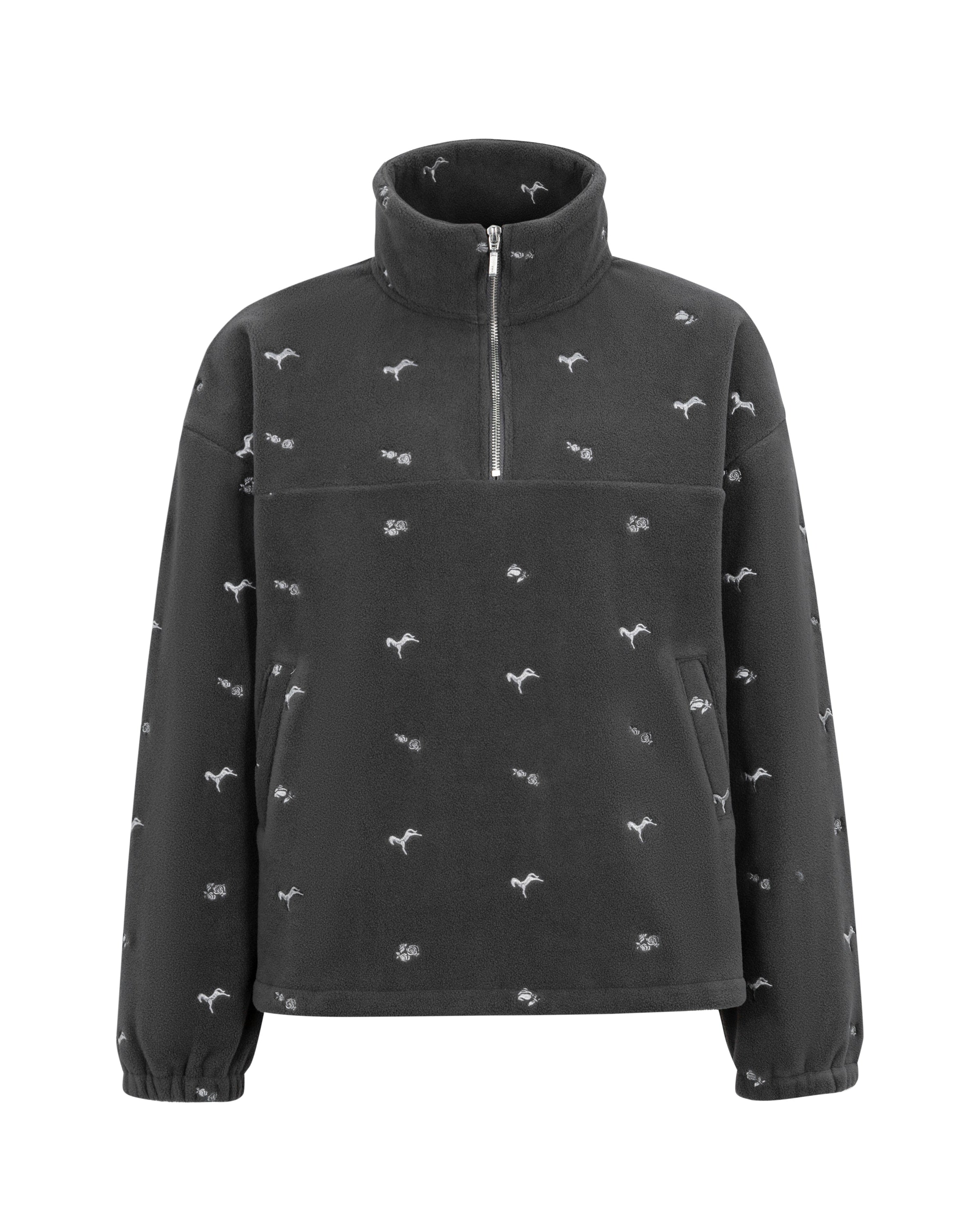 embroidered boa blouson