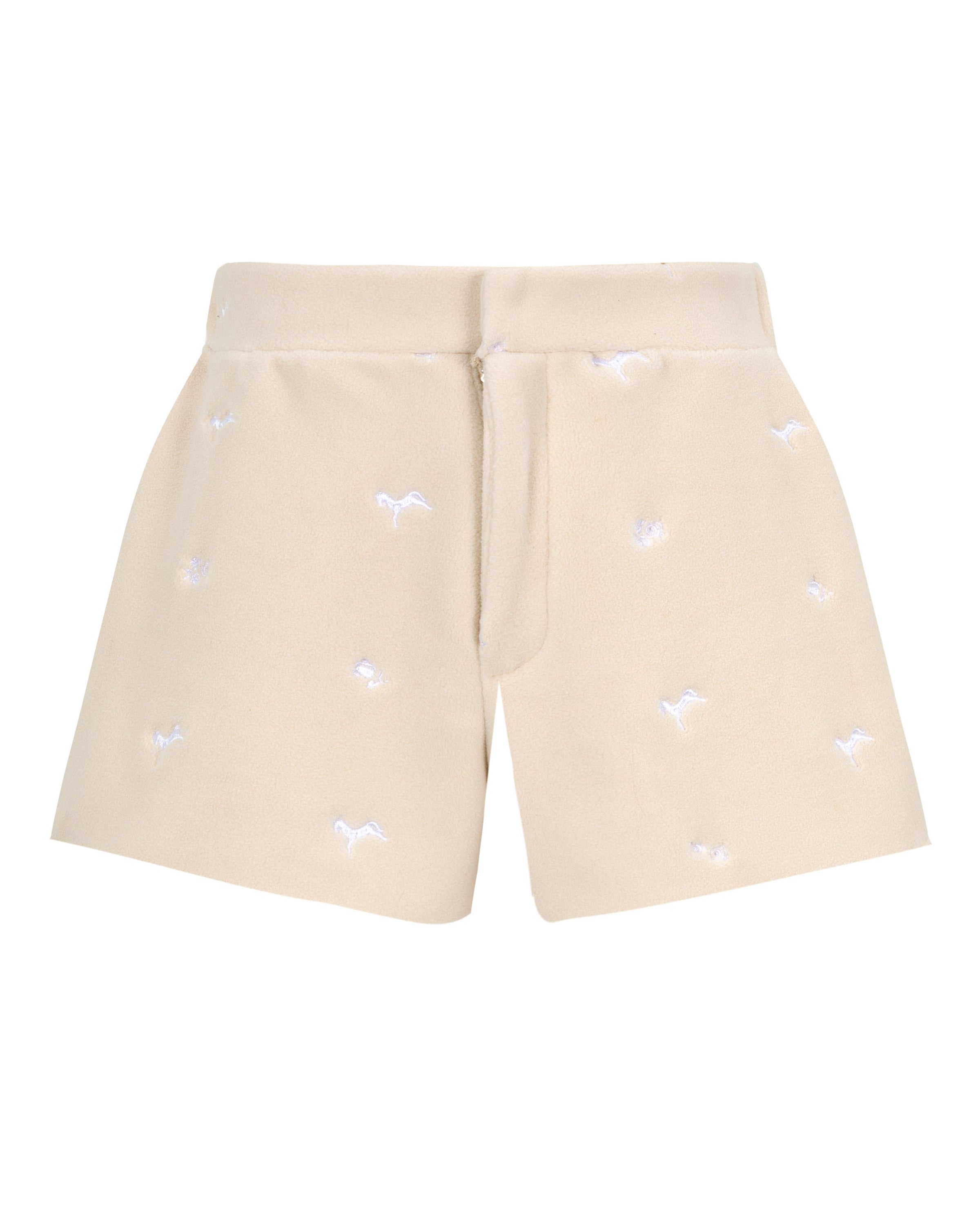 embroidered boa short pants