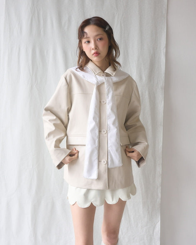 Restock】french collar leather jacket