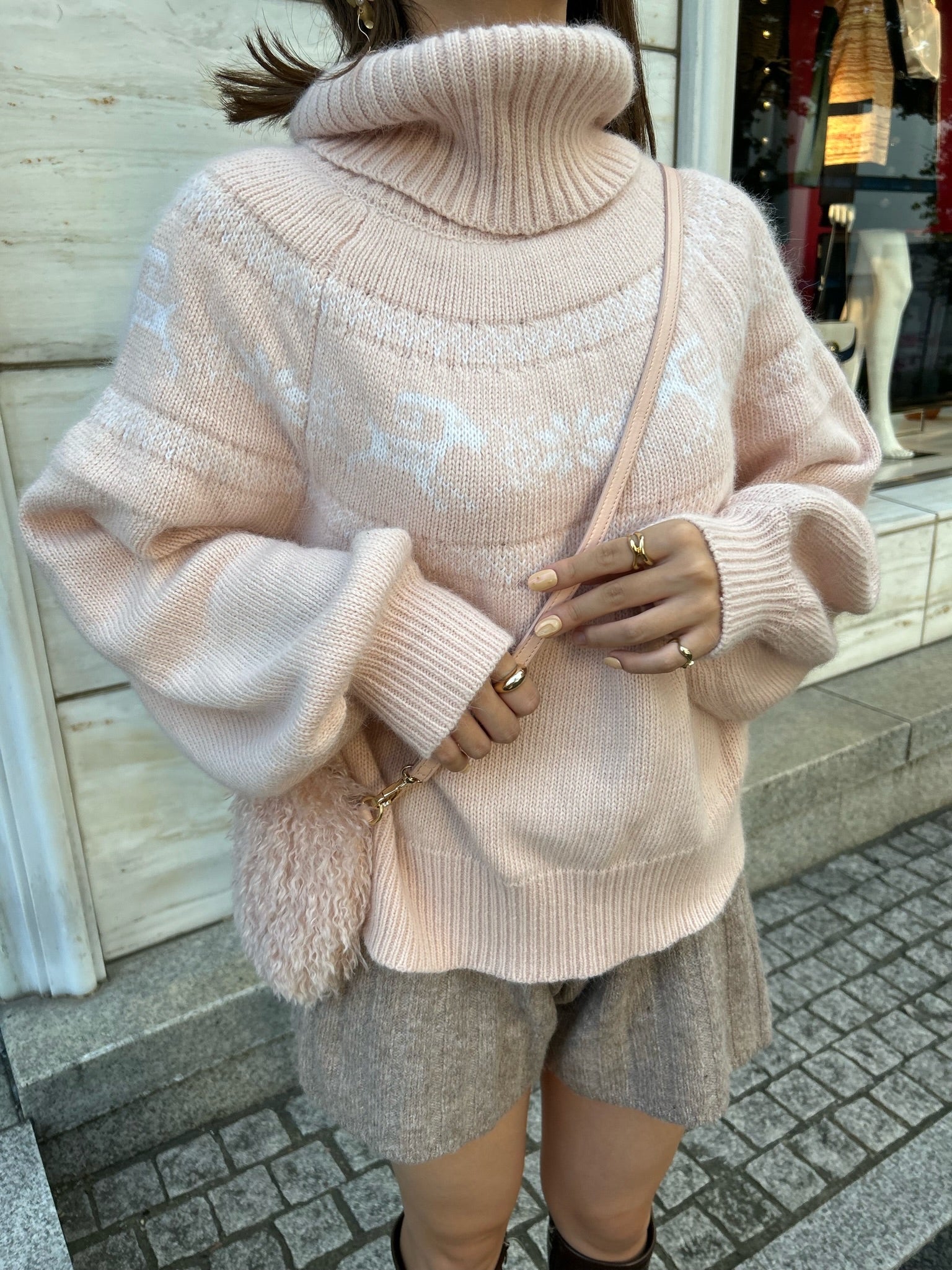 high neck nordic knit – muguet