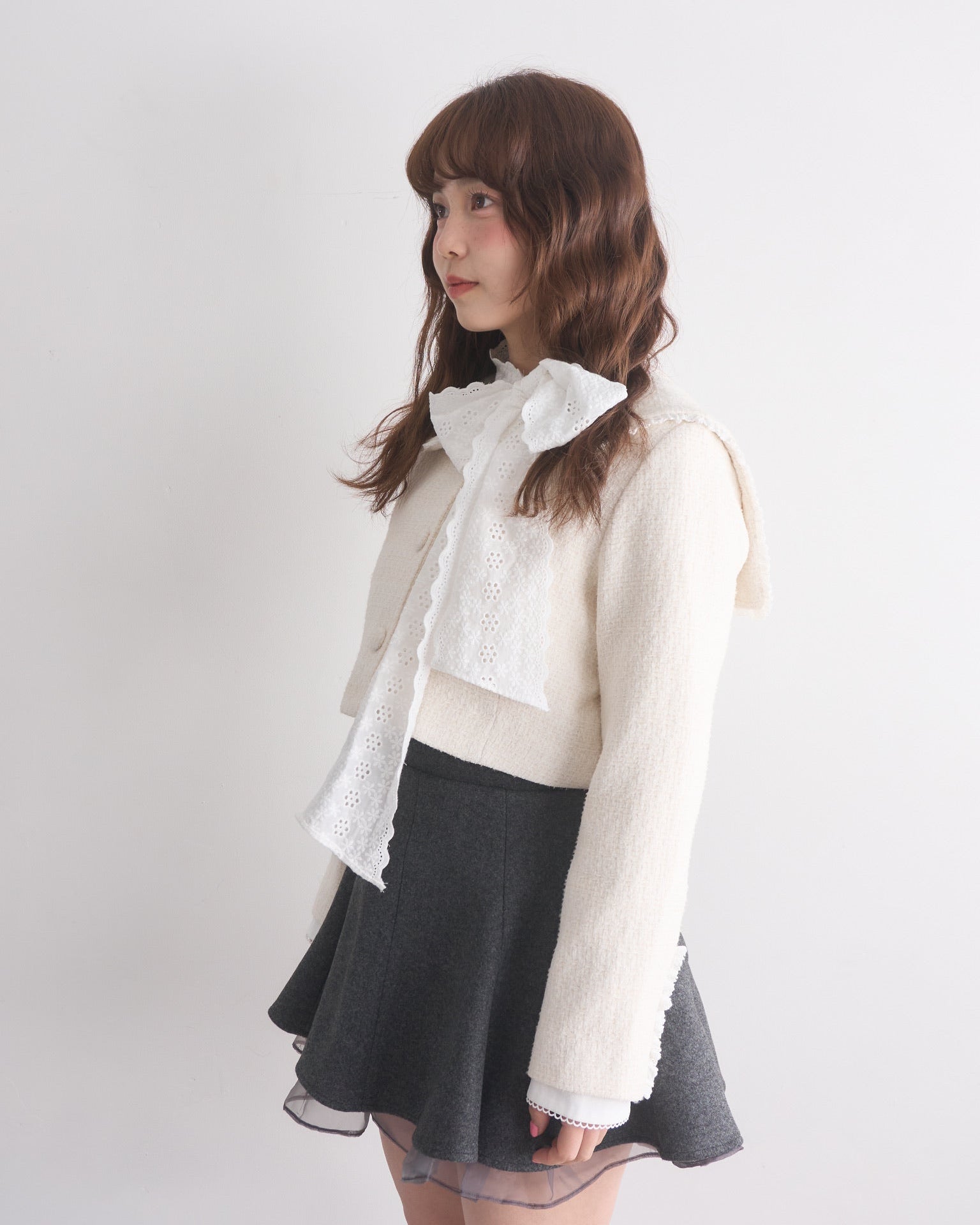 tweed frill sailor jacket