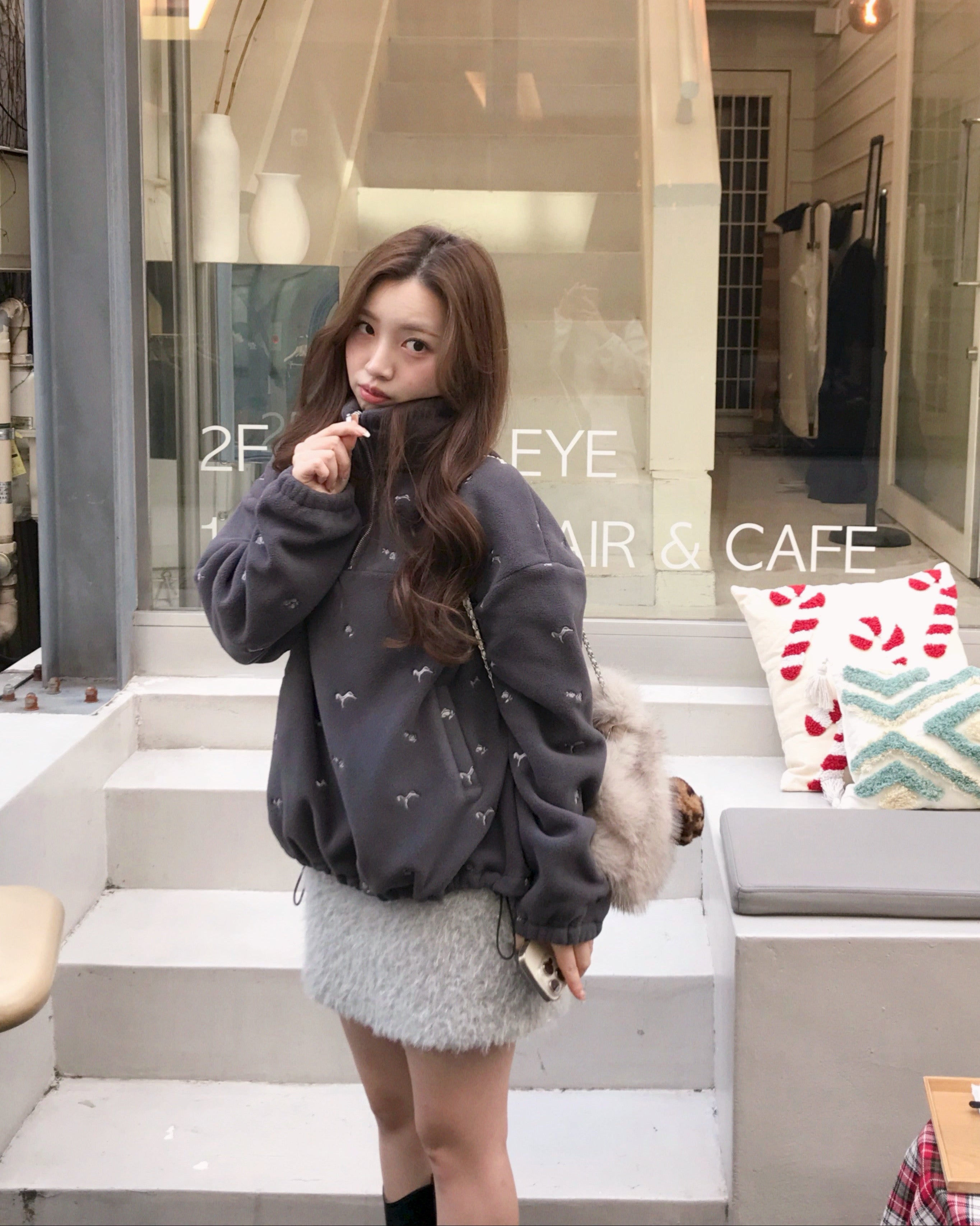 muguet embroidered boa blouson ミュゲ embroidered boa blouson