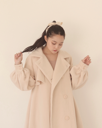 muguet stand collar long coat ピンクブラウン-