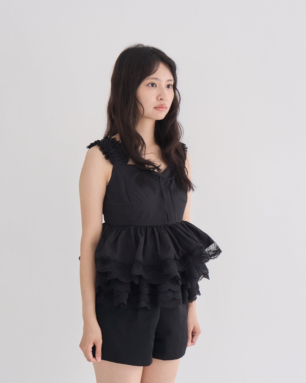 noir tutu peplum blouse(BLACK)