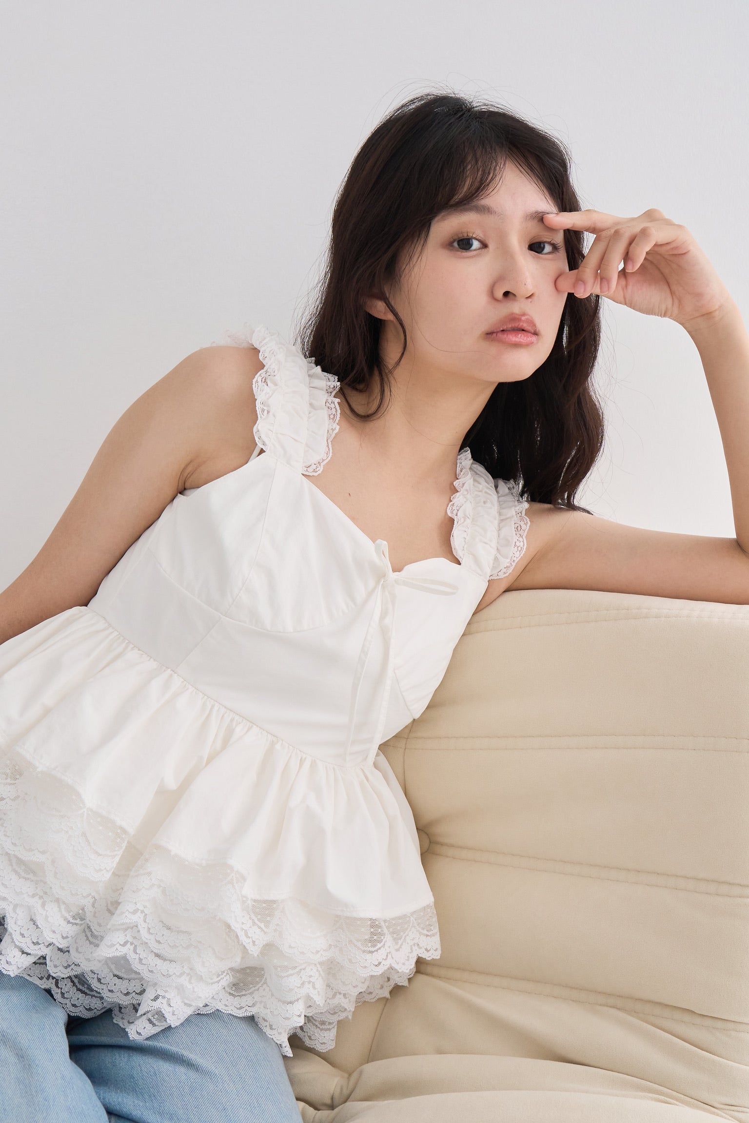 noir tutu peplum blouse (WHITE)