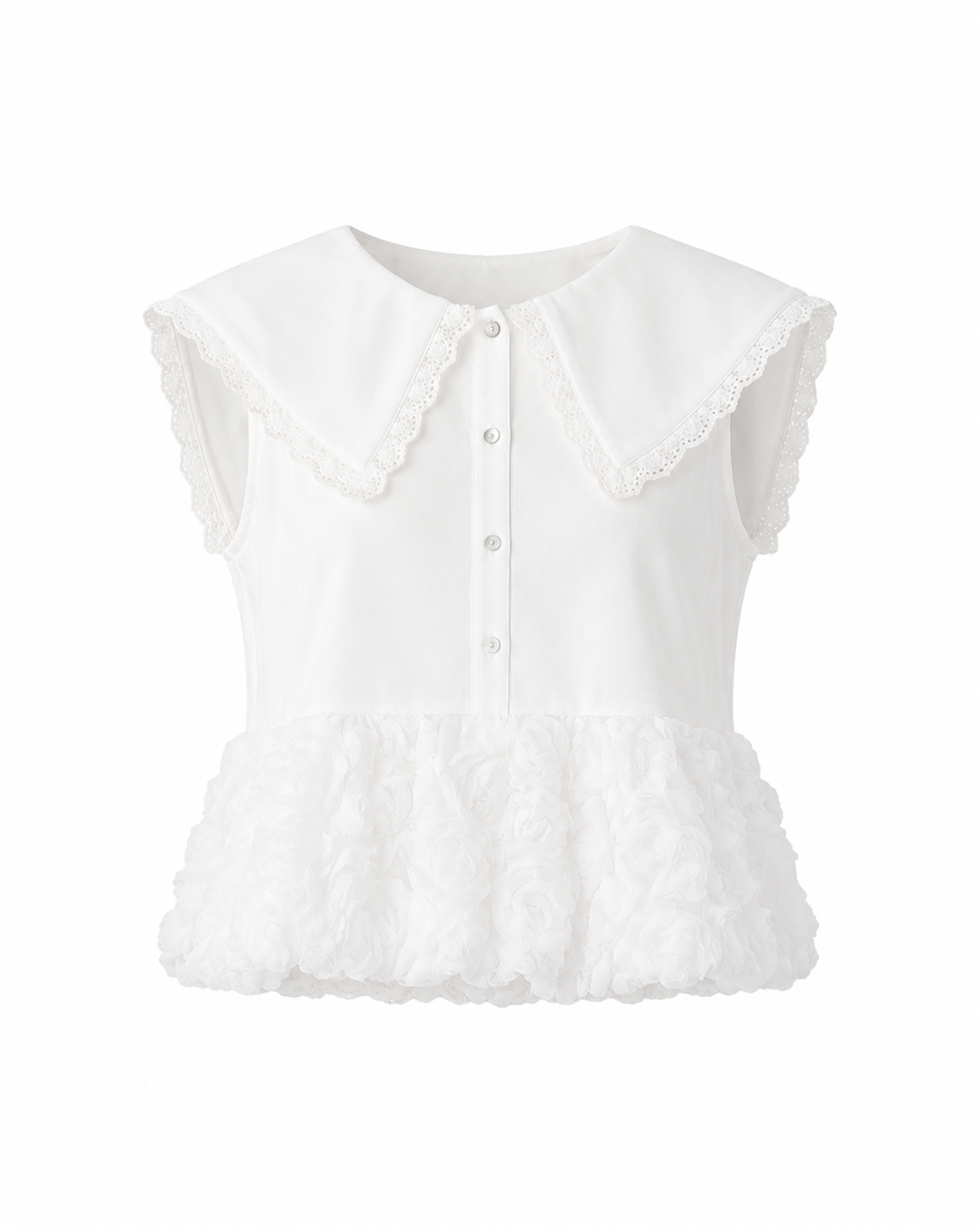 受注販売】rose sailor peplum blouse (WHITE) 受注販売】rose sailor peplum blouse (WHITE)