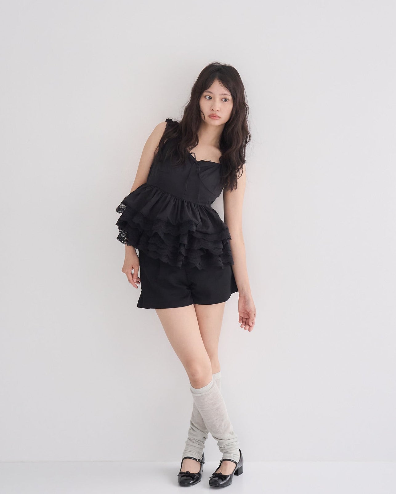 noir tutu peplum blouse(BLACK)