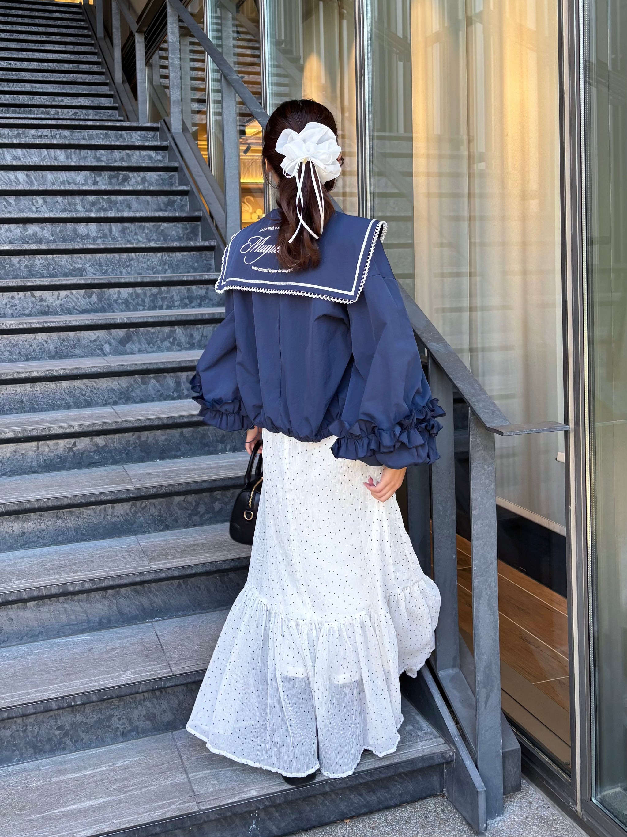 muguet frill sailor collar blouson ホワイト muguet frill muguet frill sailor collar blouson ホワイト muguet frill