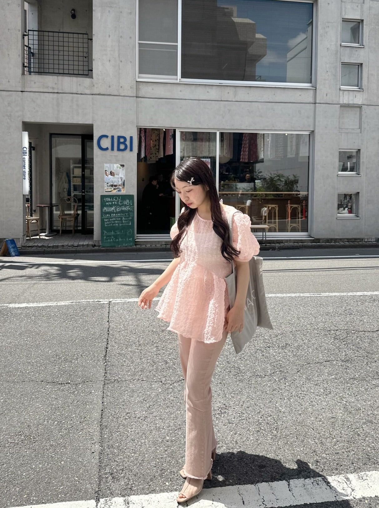 【muguet / ミュゲ】pink flare denim pants
