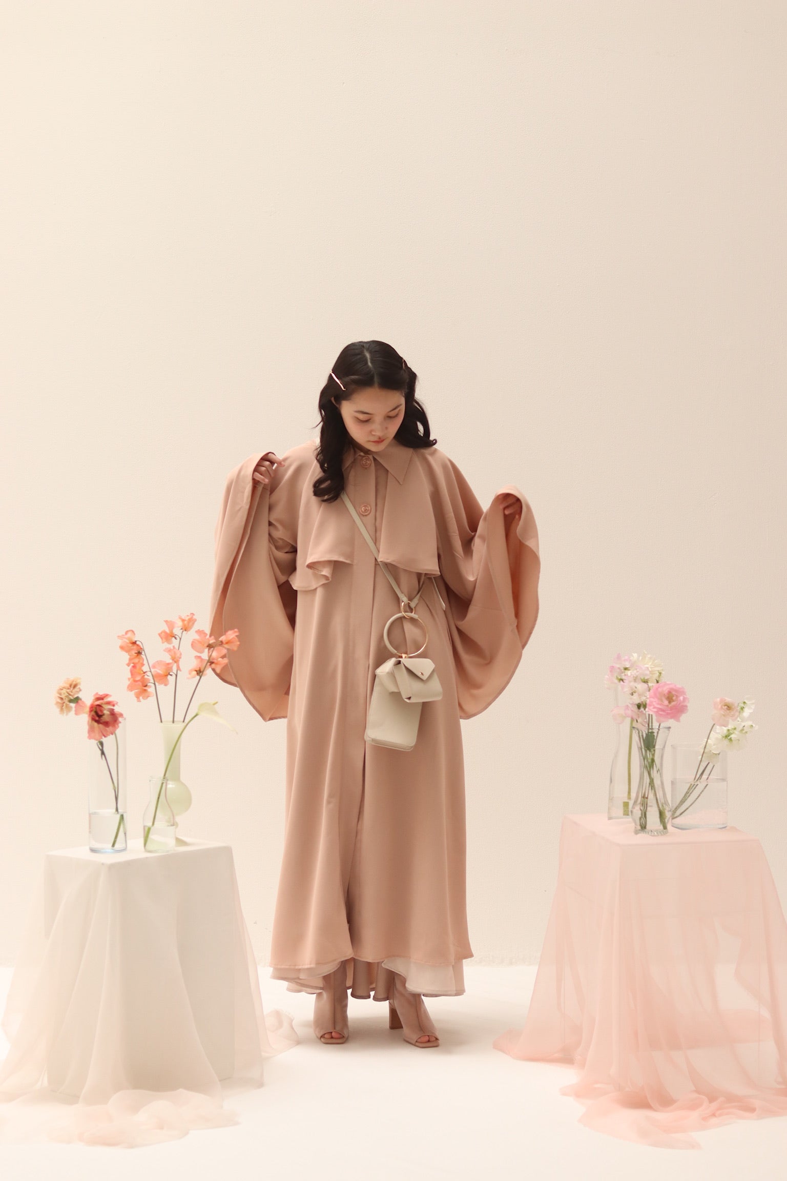 back pleats angel trench coat