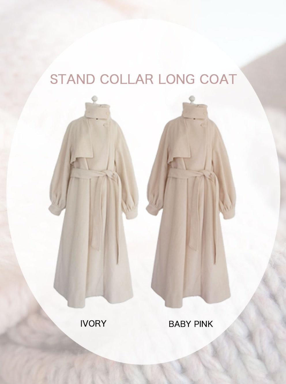 muguet stand collar long coat ivory