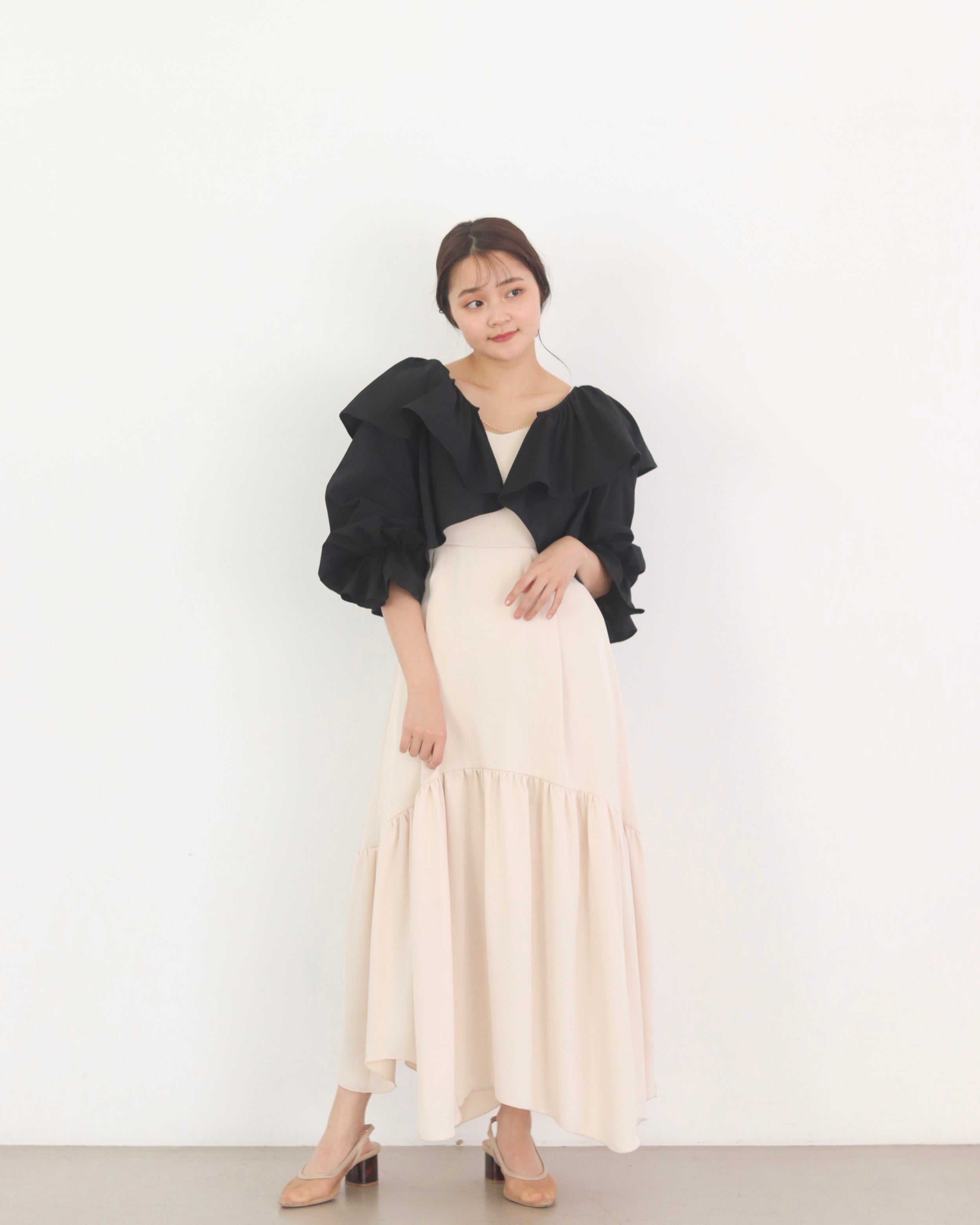 楽天 sleeve volume muguet frill IVORY bolero シャツ/ブラウス(七分